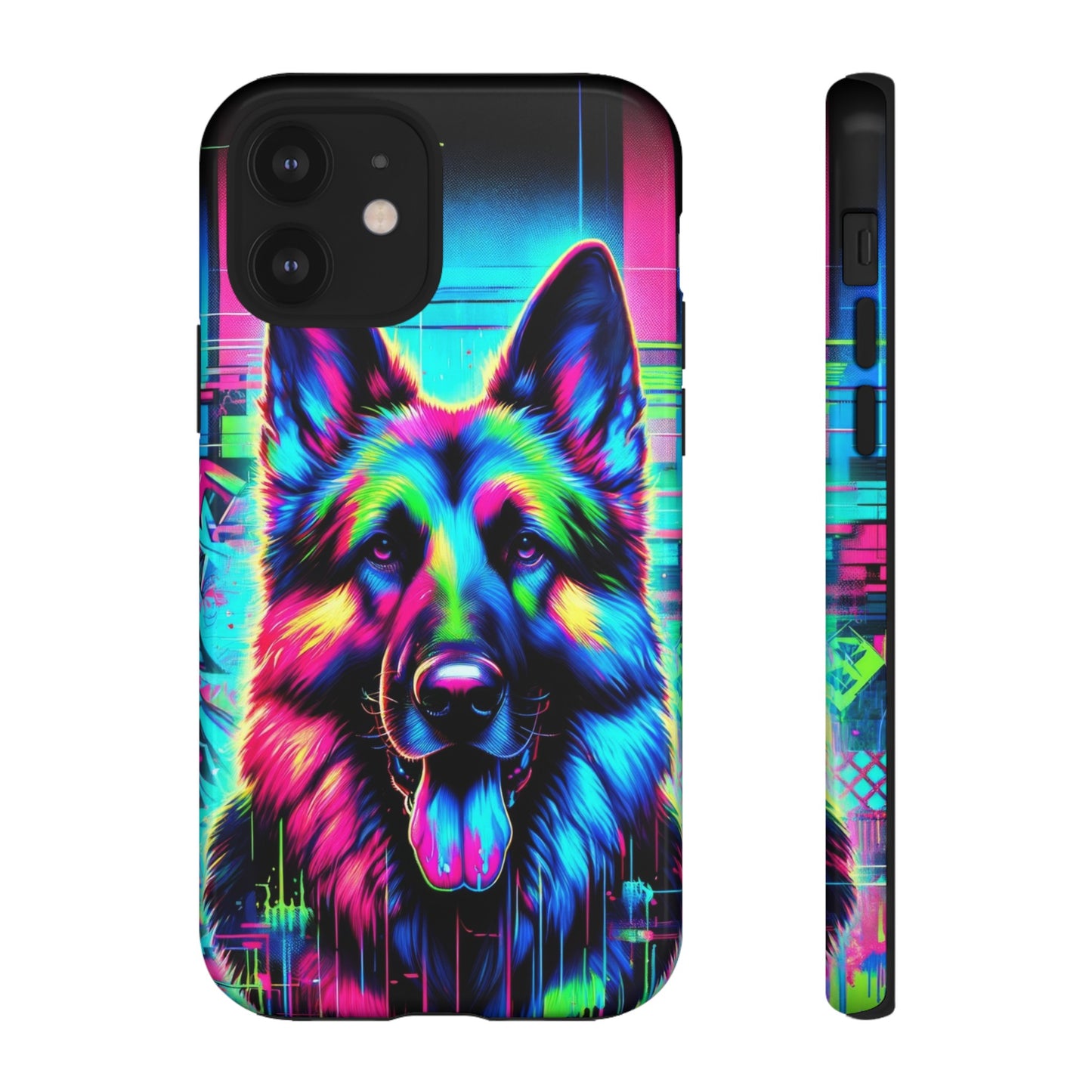 Neon graffiti German Shepherd Phone Case