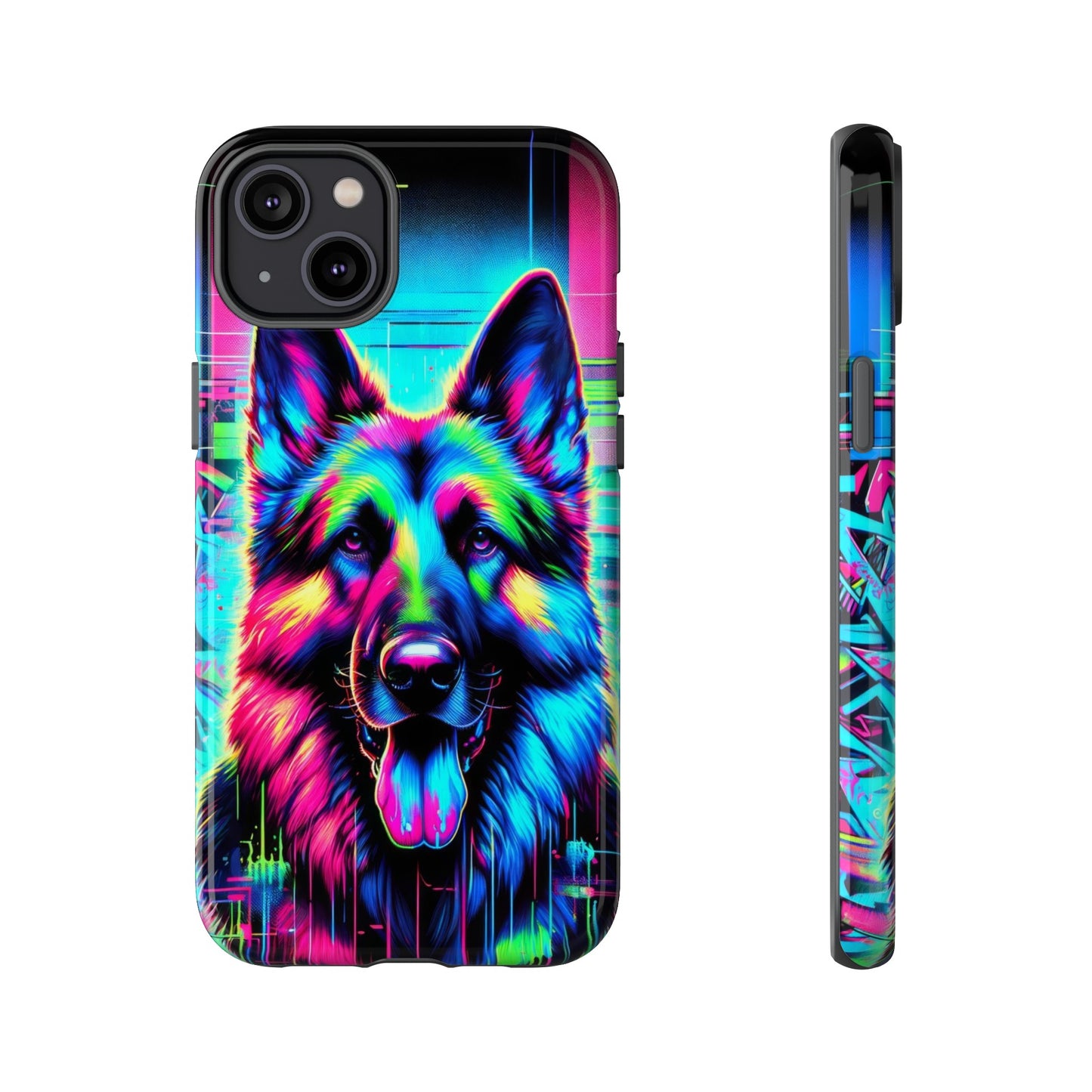 Neon graffiti German Shepherd Phone Case