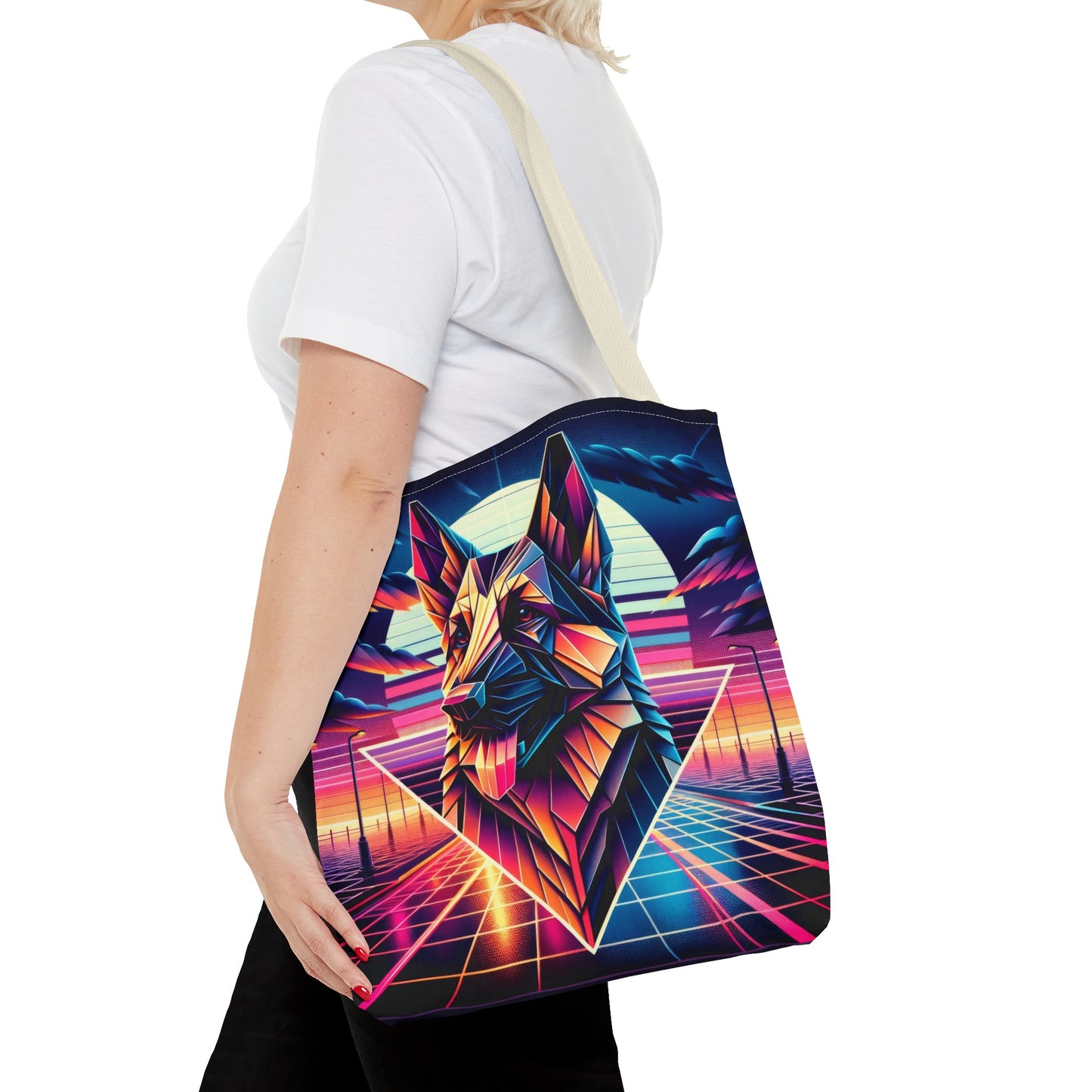 Origami and polyart German Shepherd Tote Bag