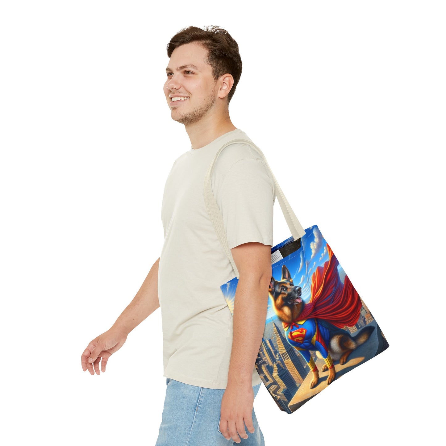 German Shepherd Superhero Tote Bag