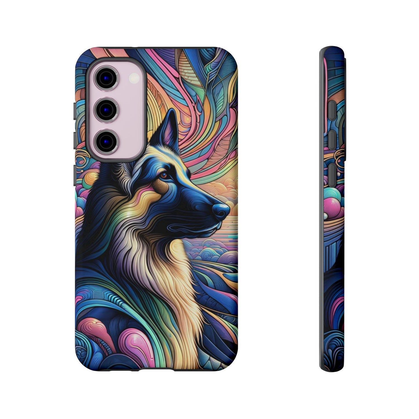 Art nouveau and vaporwave German Shepherd Phone Case