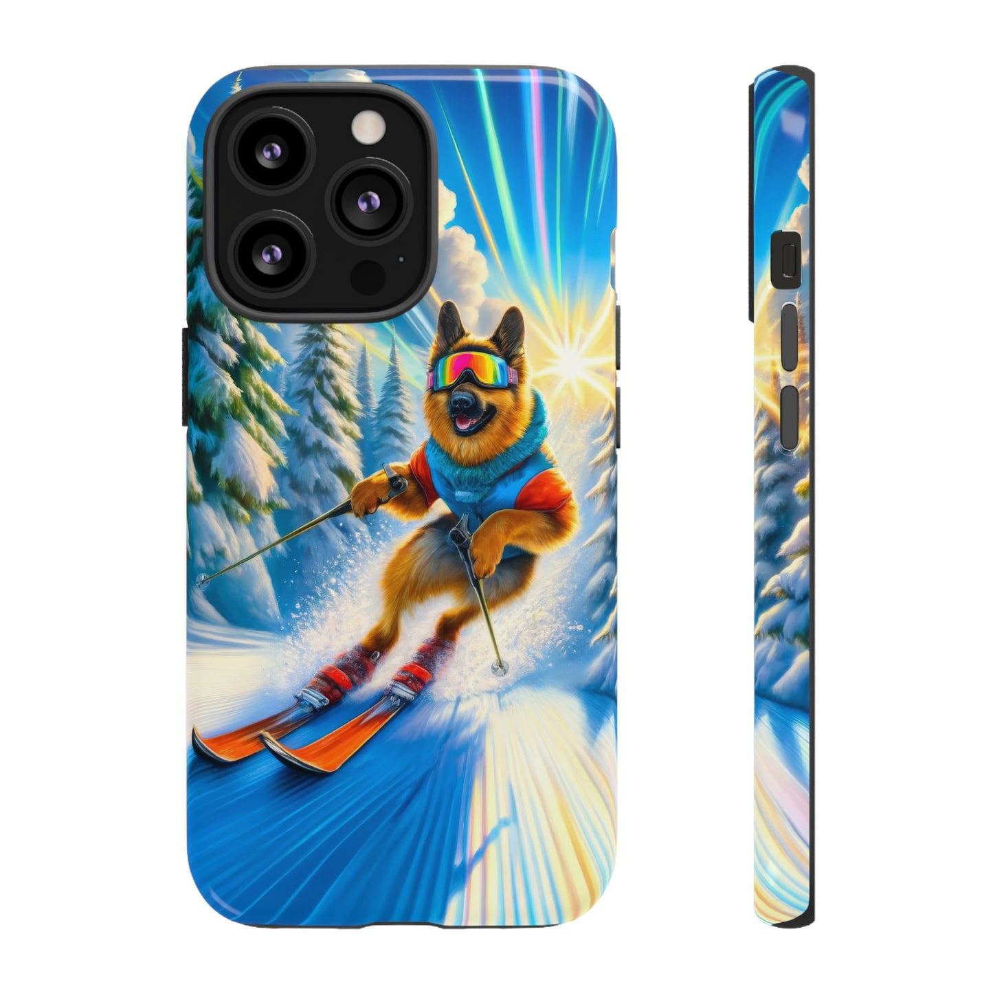 German Shepherd Skiing Phone Case