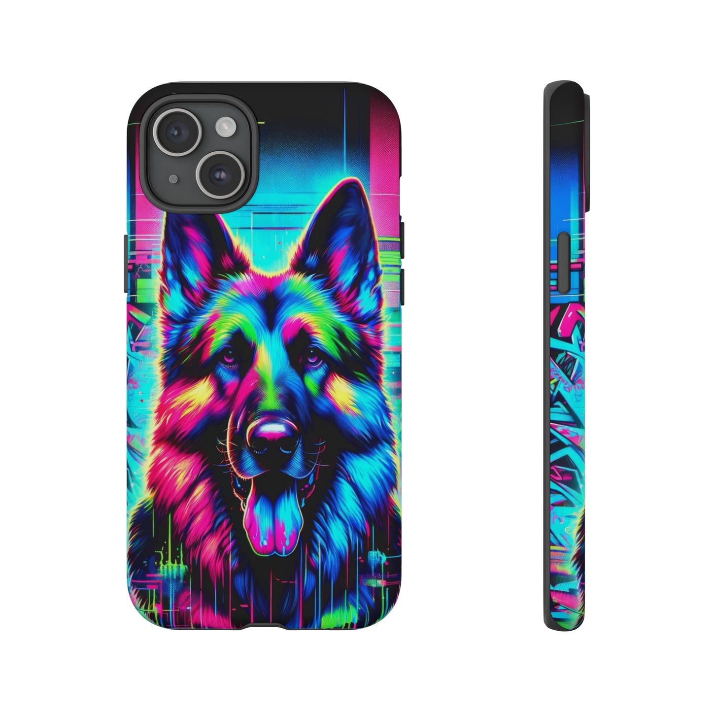 Neon graffiti German Shepherd Phone Case