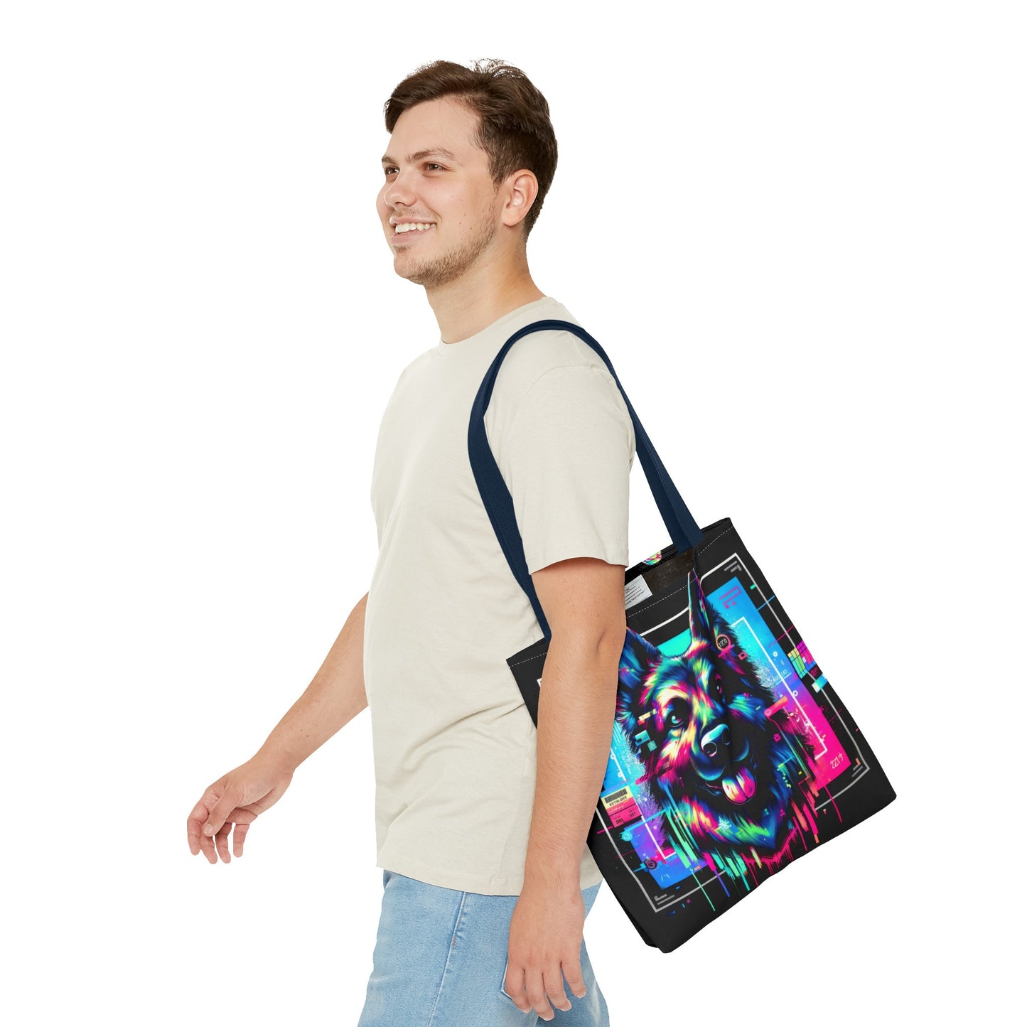 Neon graffiti German Shepherd Tote Bag