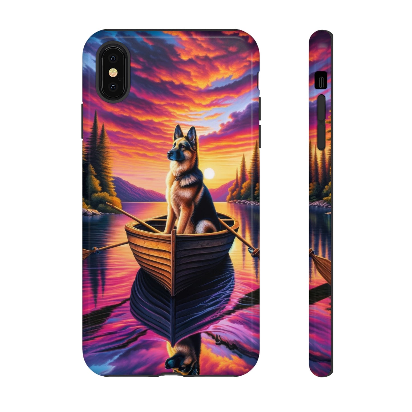 German Shepherd Rowing a boat Phone Case