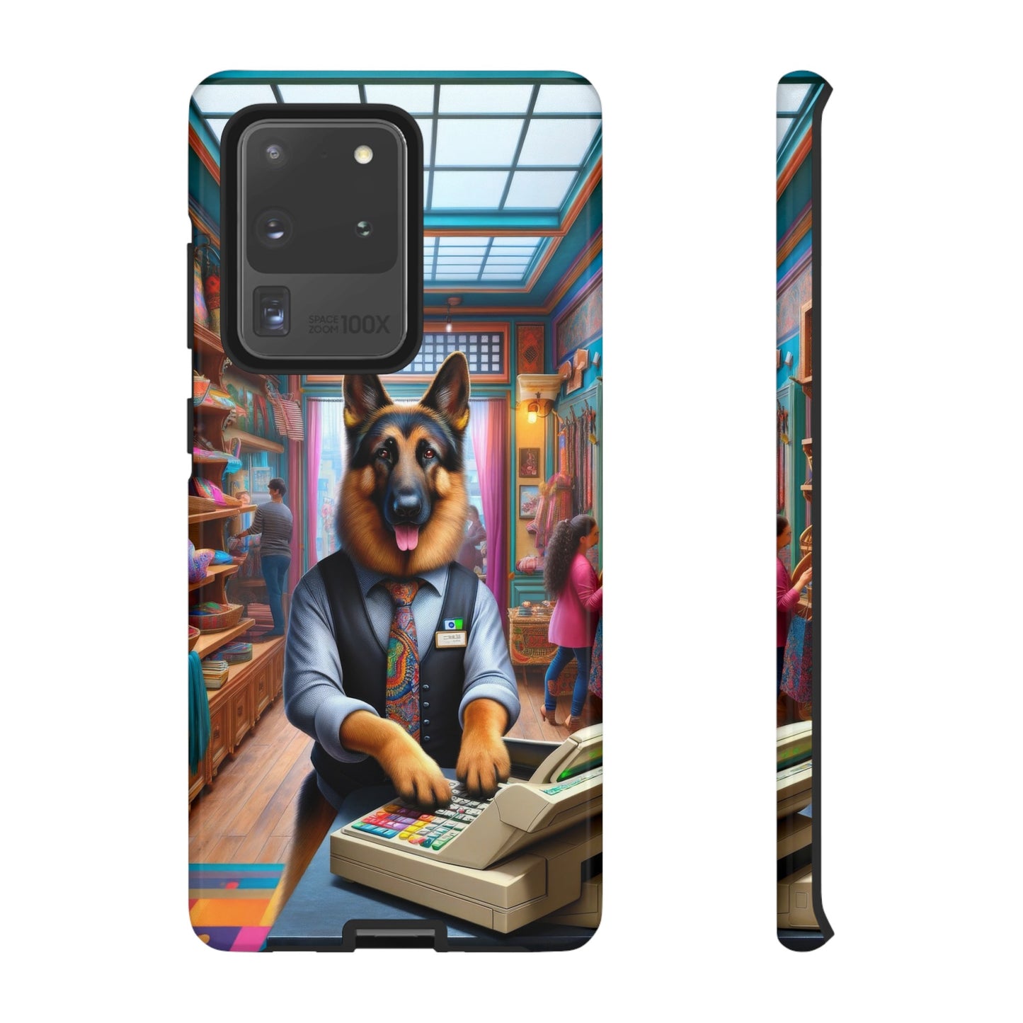 German Shepherd Operating a Cash Register Phone Case