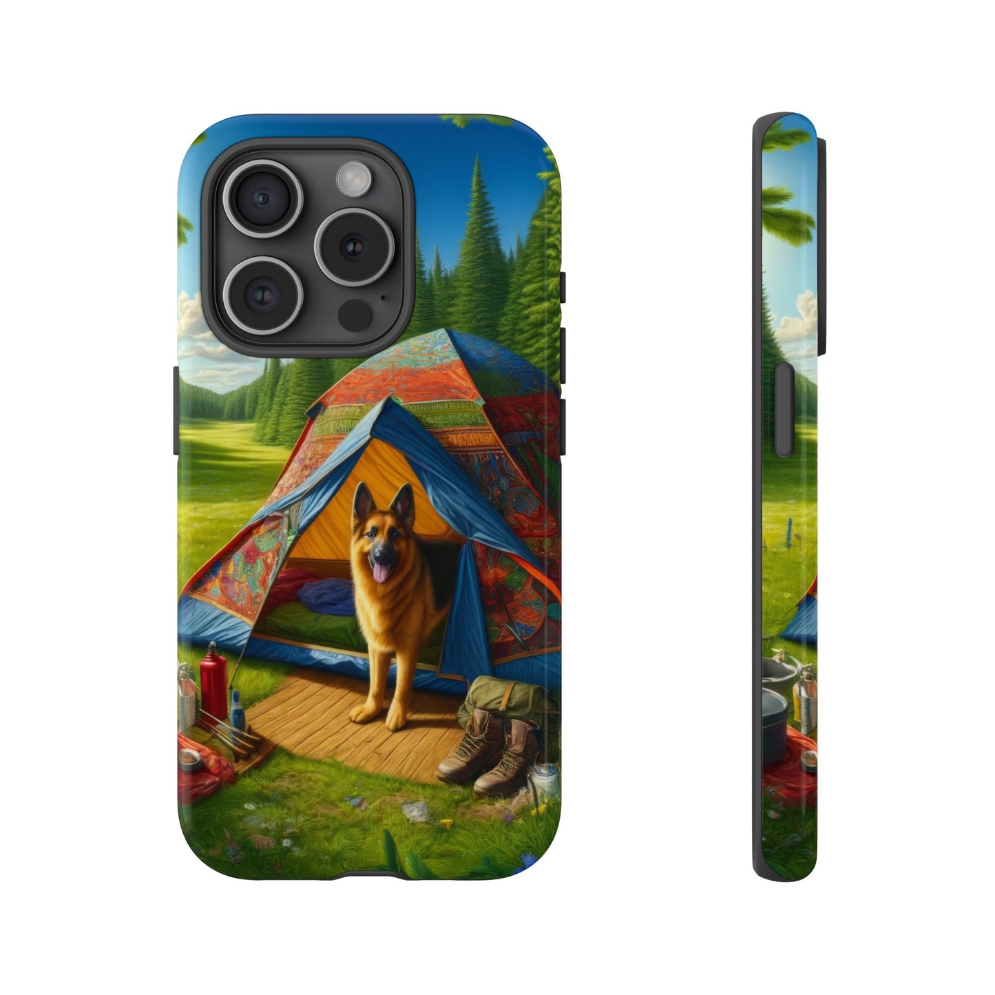 German Shepherd Camping  Phone Case