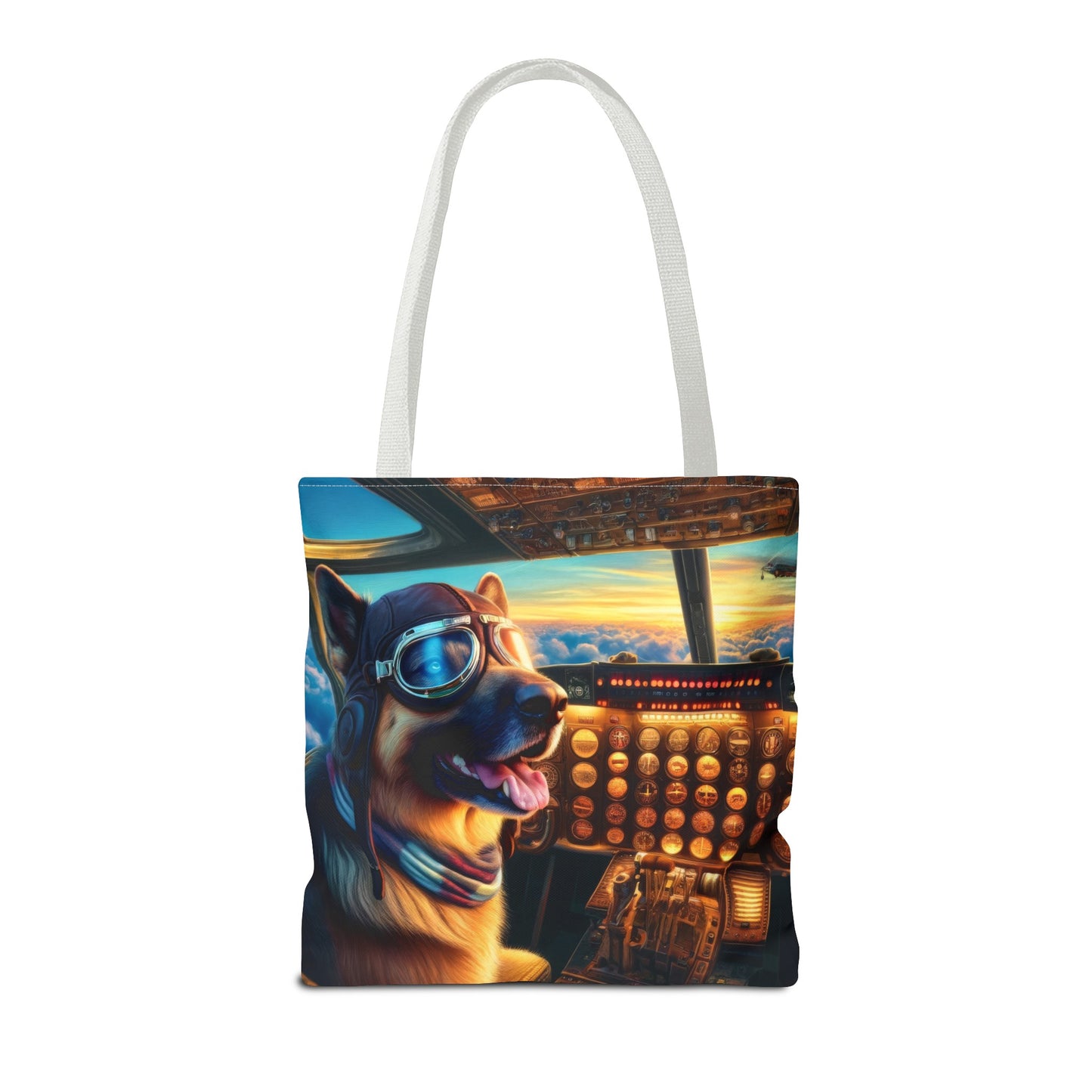 German Shepherd Flying an Airplane Tote Bag