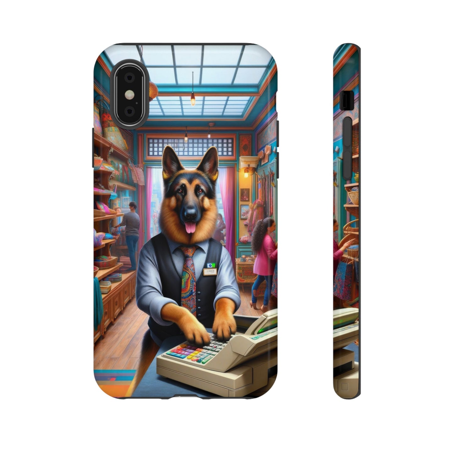 German Shepherd Operating a Cash Register Phone Case