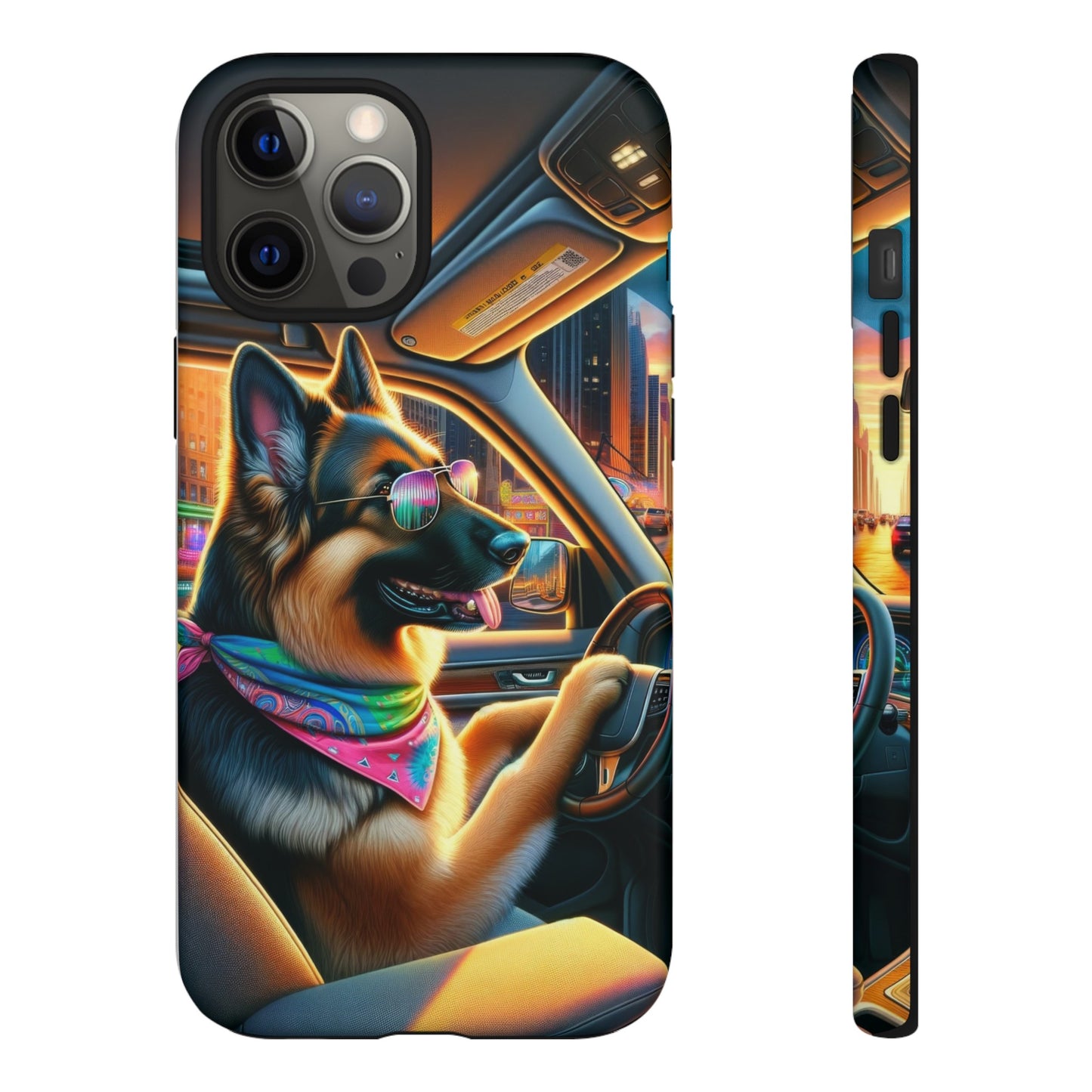 German Shepherd Driving a Car Phone Case