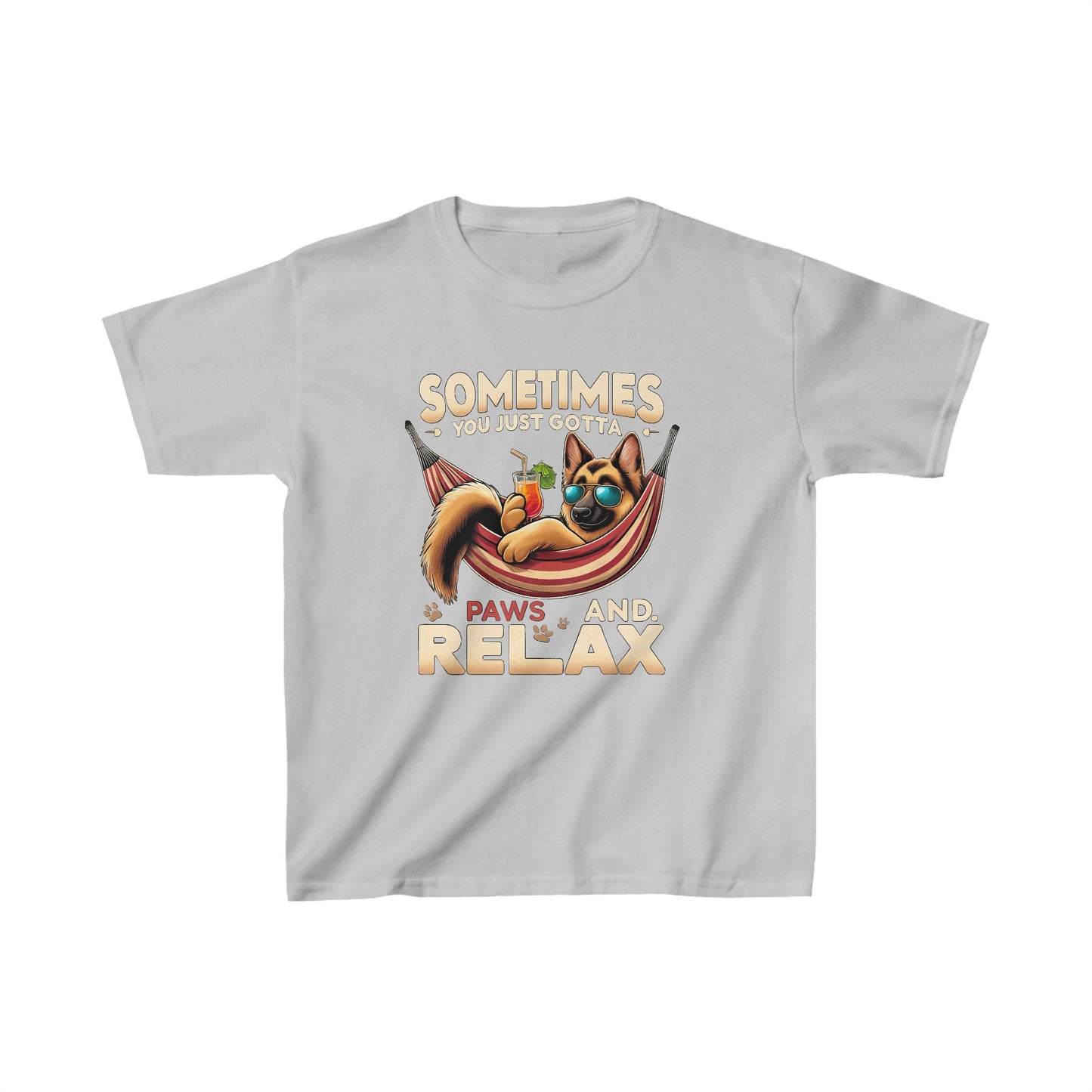 Sometimes You Just Paws and Relax Kids Size T-Shirt (Multi colors) (German Shepherd)