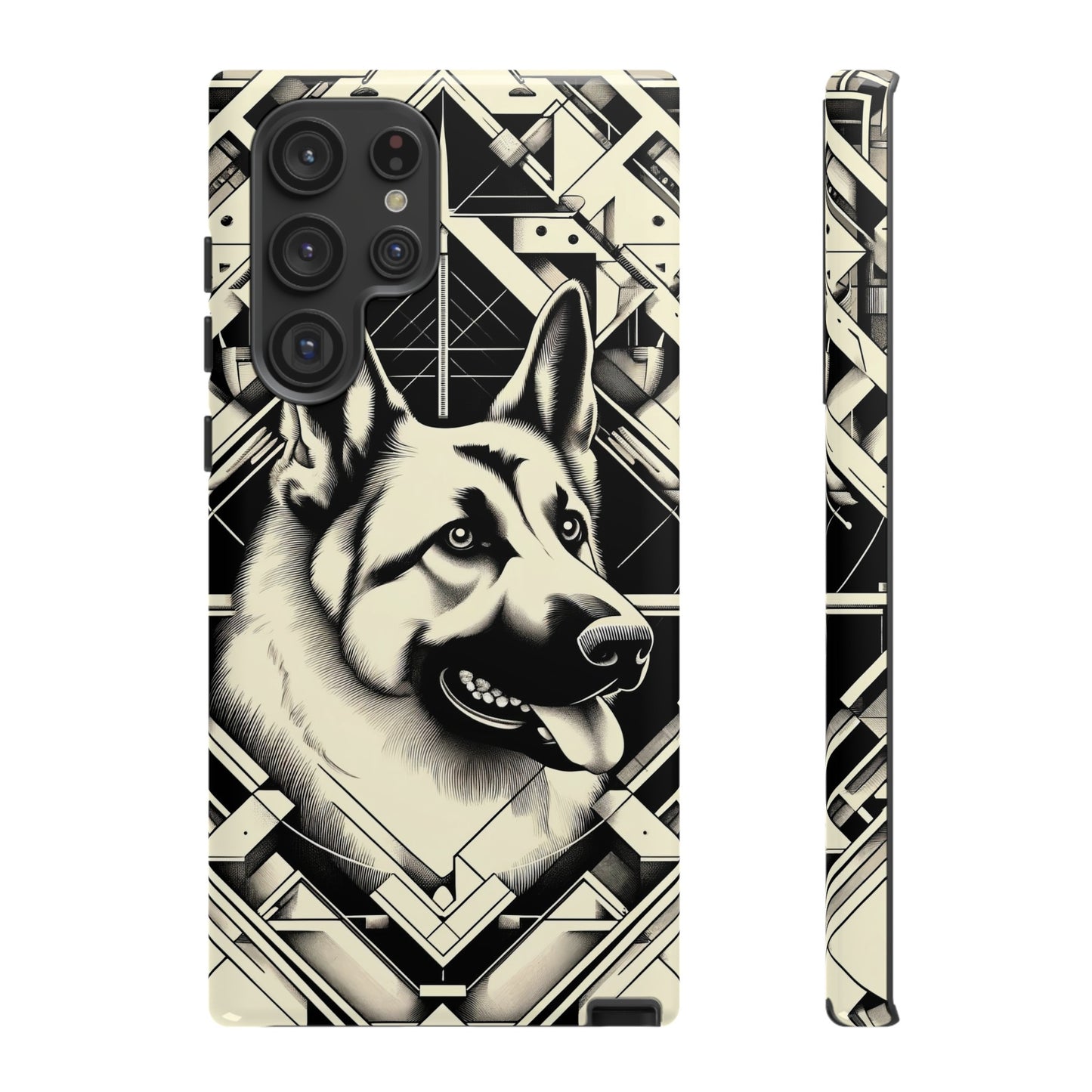 Constructivism and etching style German Shepherd Phone Case