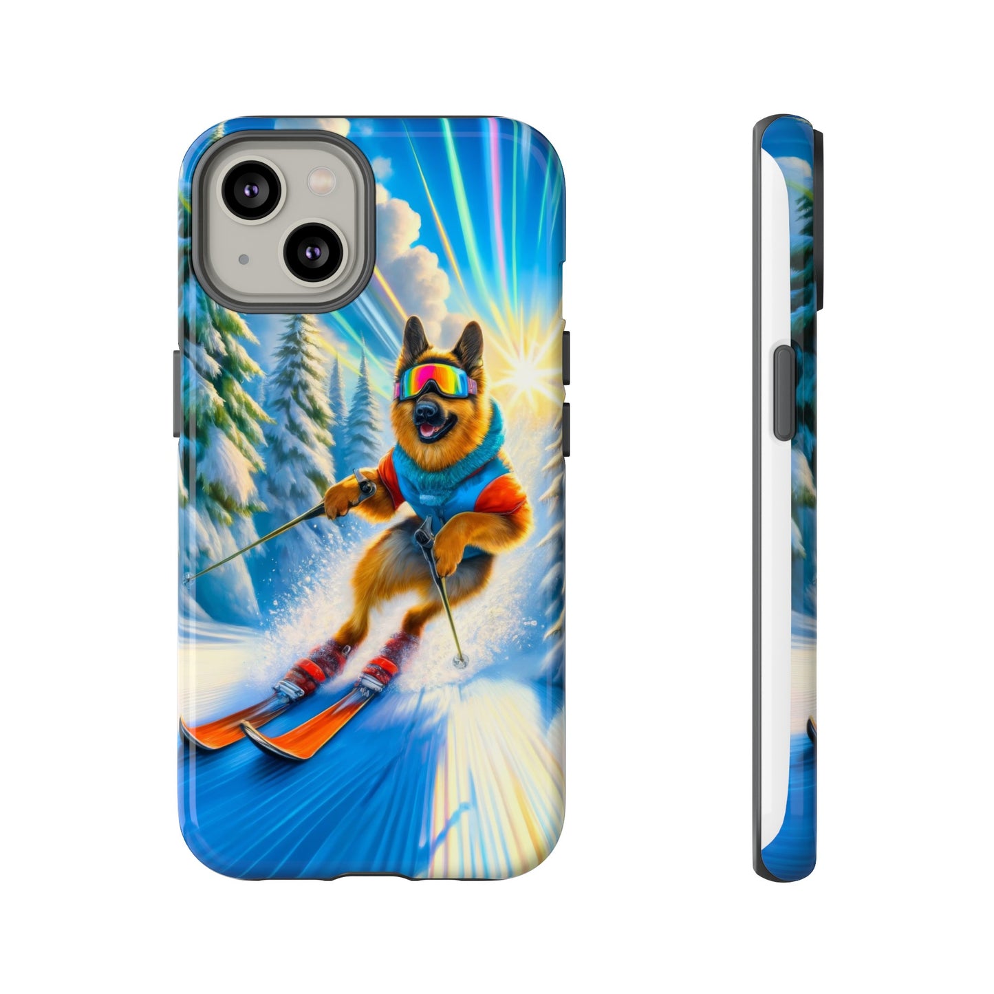 German Shepherd Skiing Phone Case