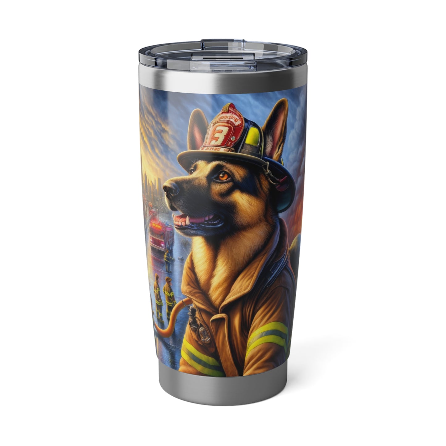 German Shepherd Working as a Fireman 20oz Tumbler