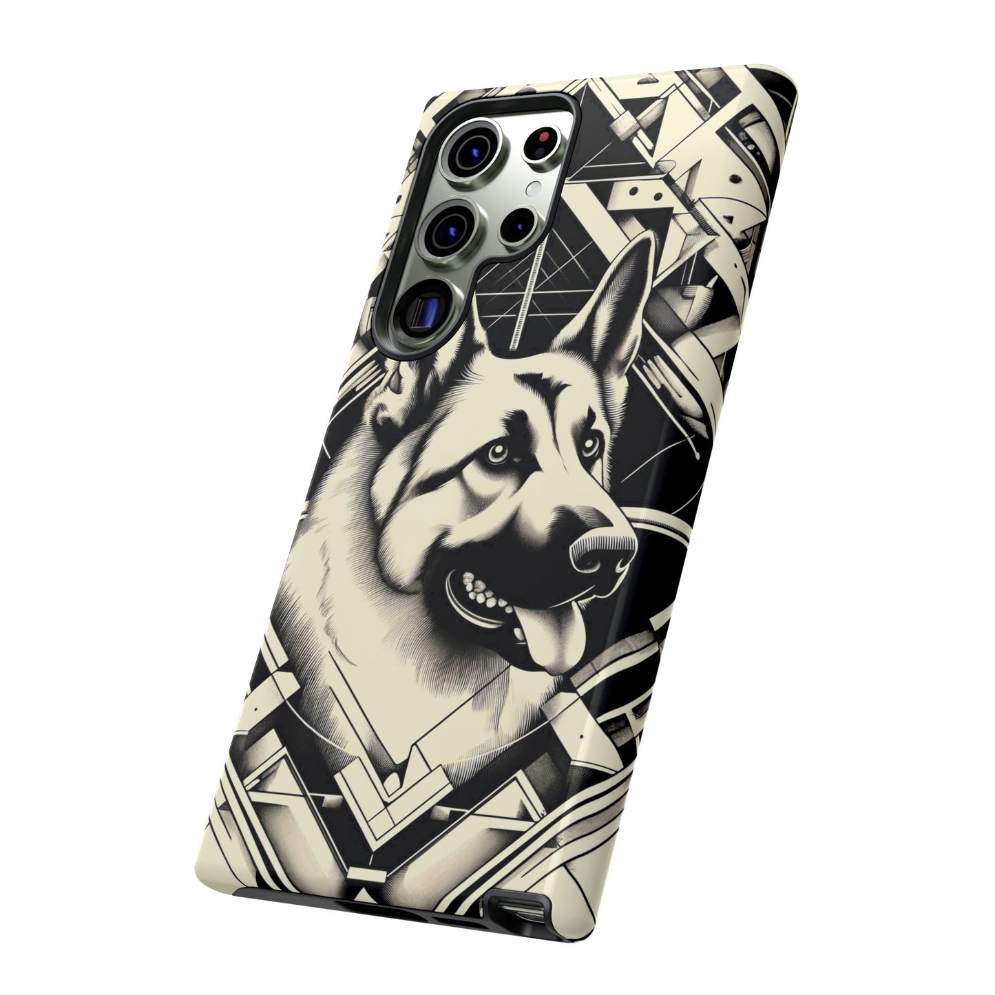 Constructivism and etching style German Shepherd Phone Case