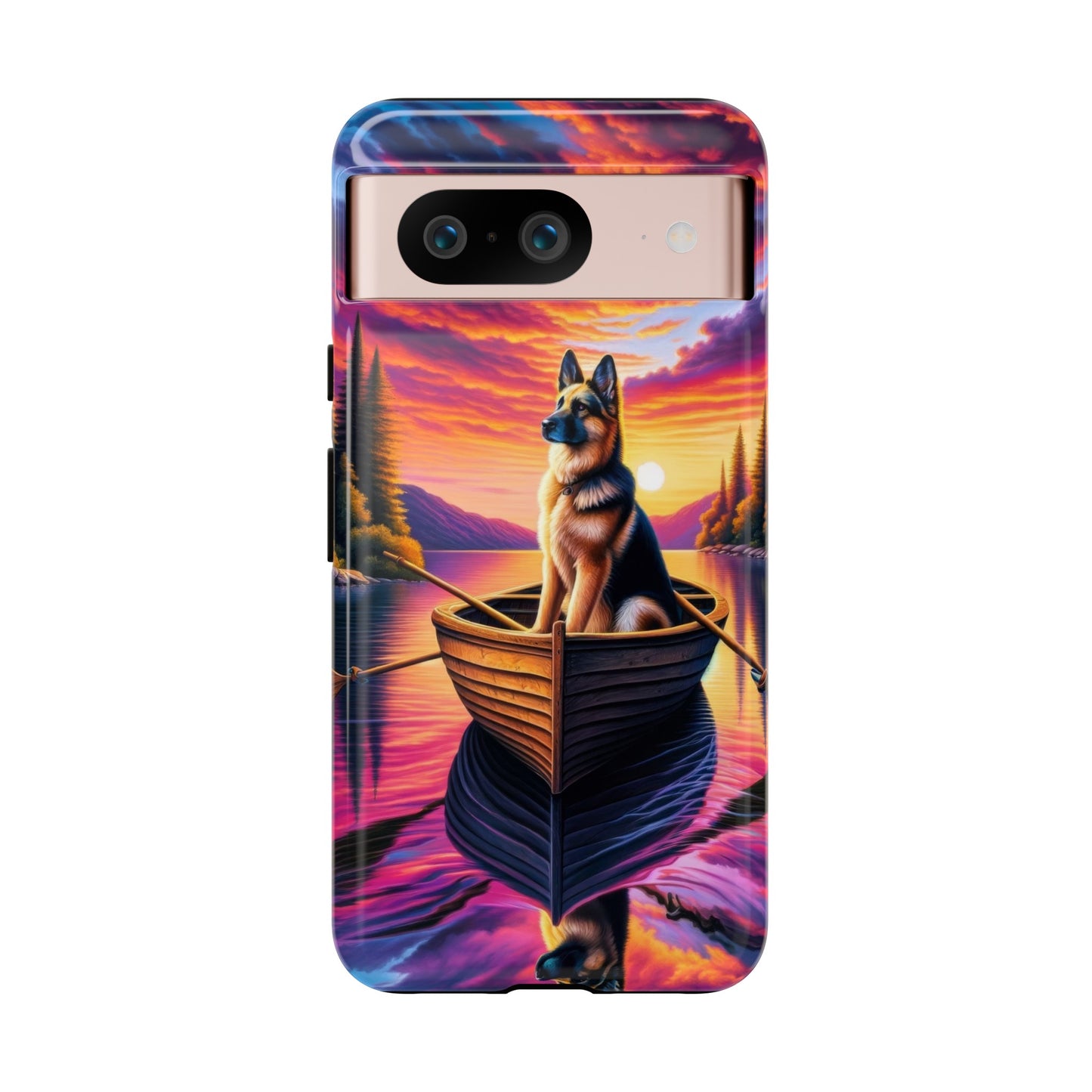 German Shepherd Rowing a boat Phone Case