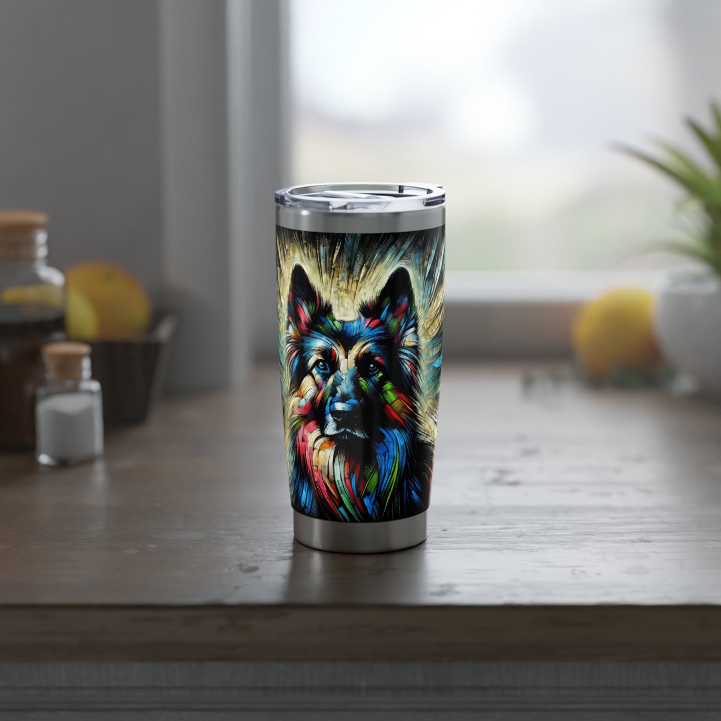 Fauvism scratchboard technique German Shepherd 20oz Tumbler