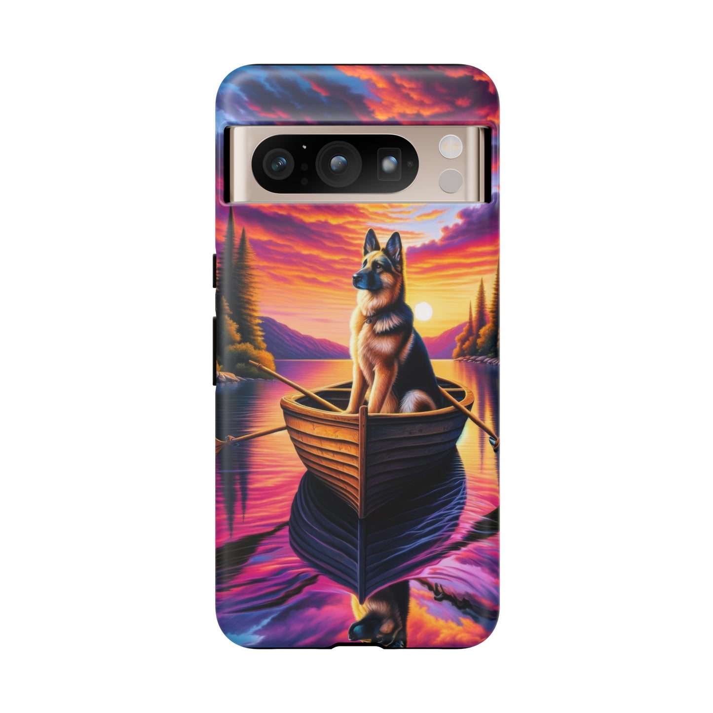 German Shepherd Rowing a boat Phone Case