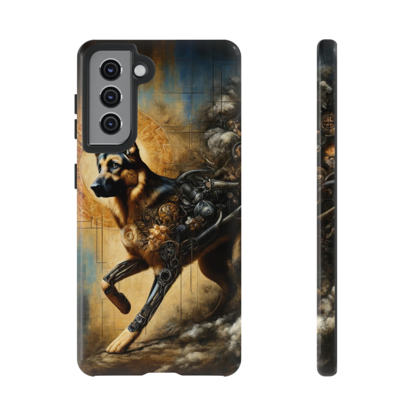 Byzantine, charcoal, and cybernetic German Shepherd Phone Case