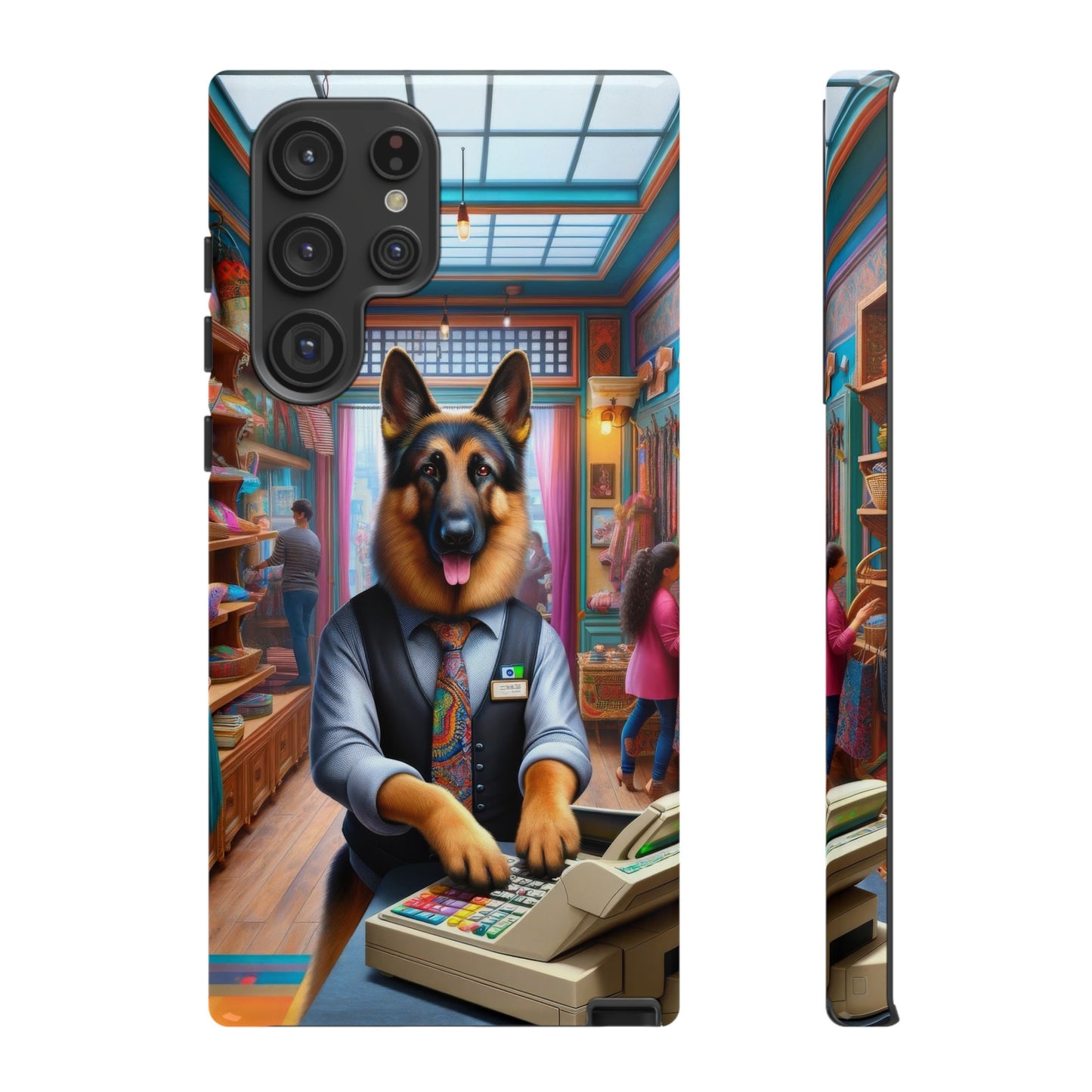 German Shepherd Operating a Cash Register Phone Case