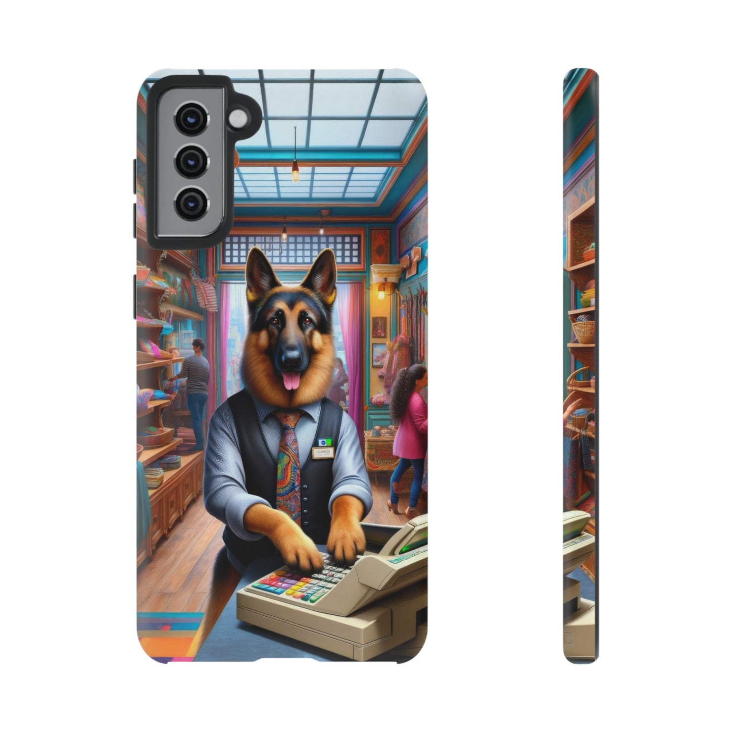 German Shepherd Operating a Cash Register Phone Case