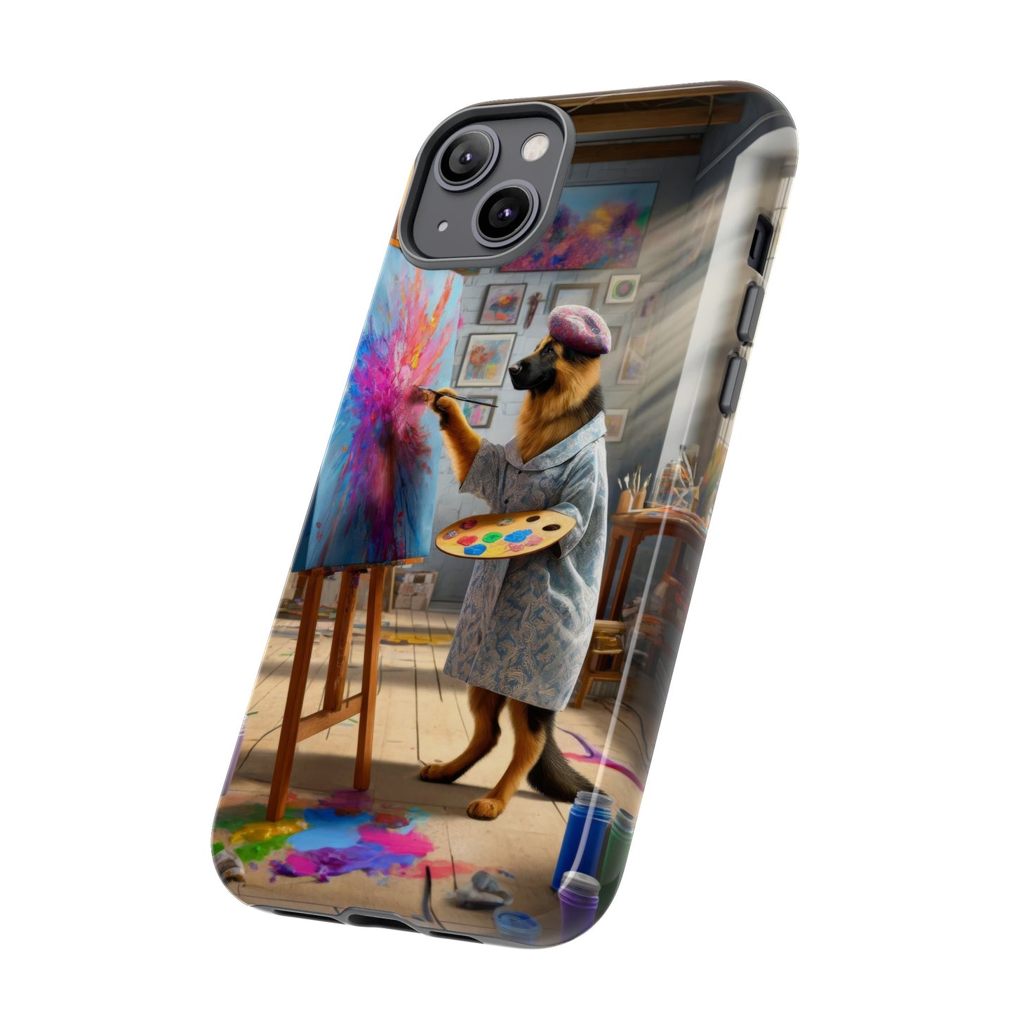 German Shepherd Painting on a Canvas Phone Case