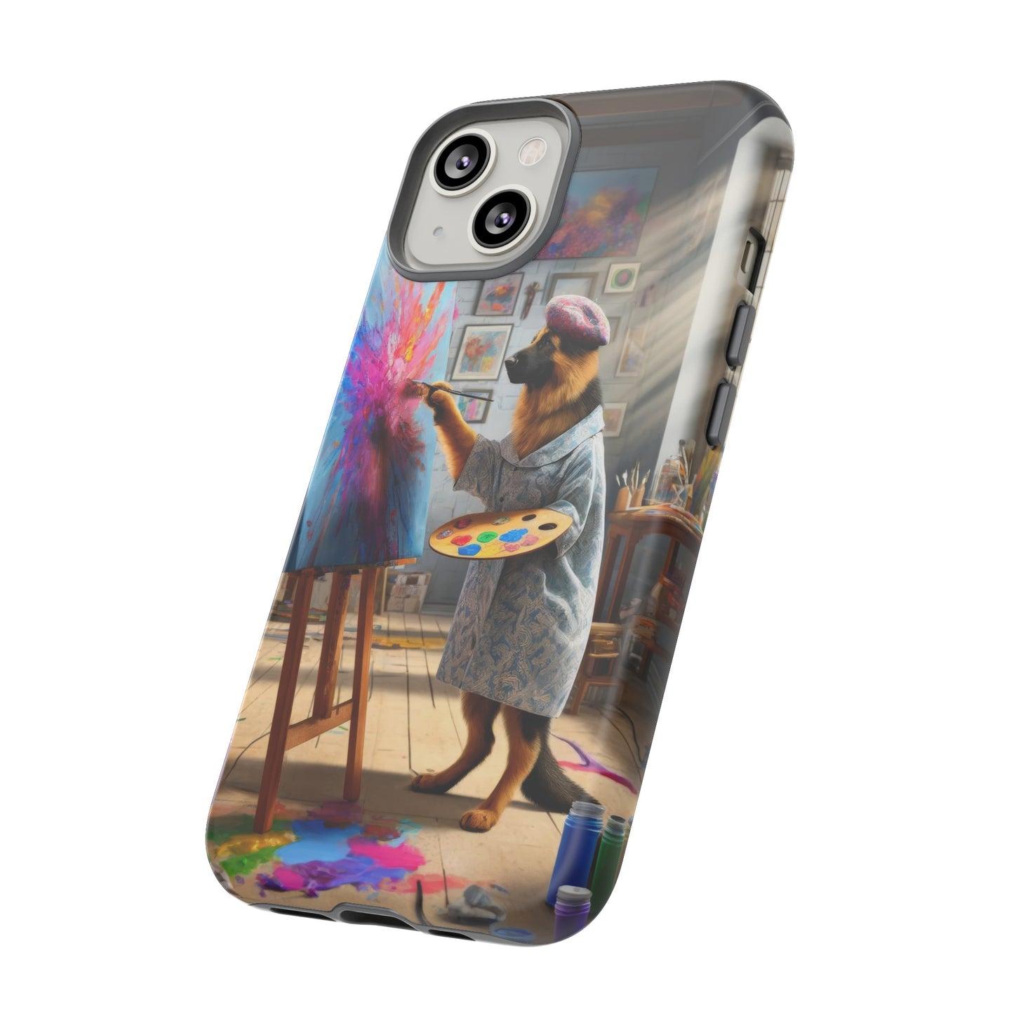 German Shepherd Painting on a Canvas Phone Case