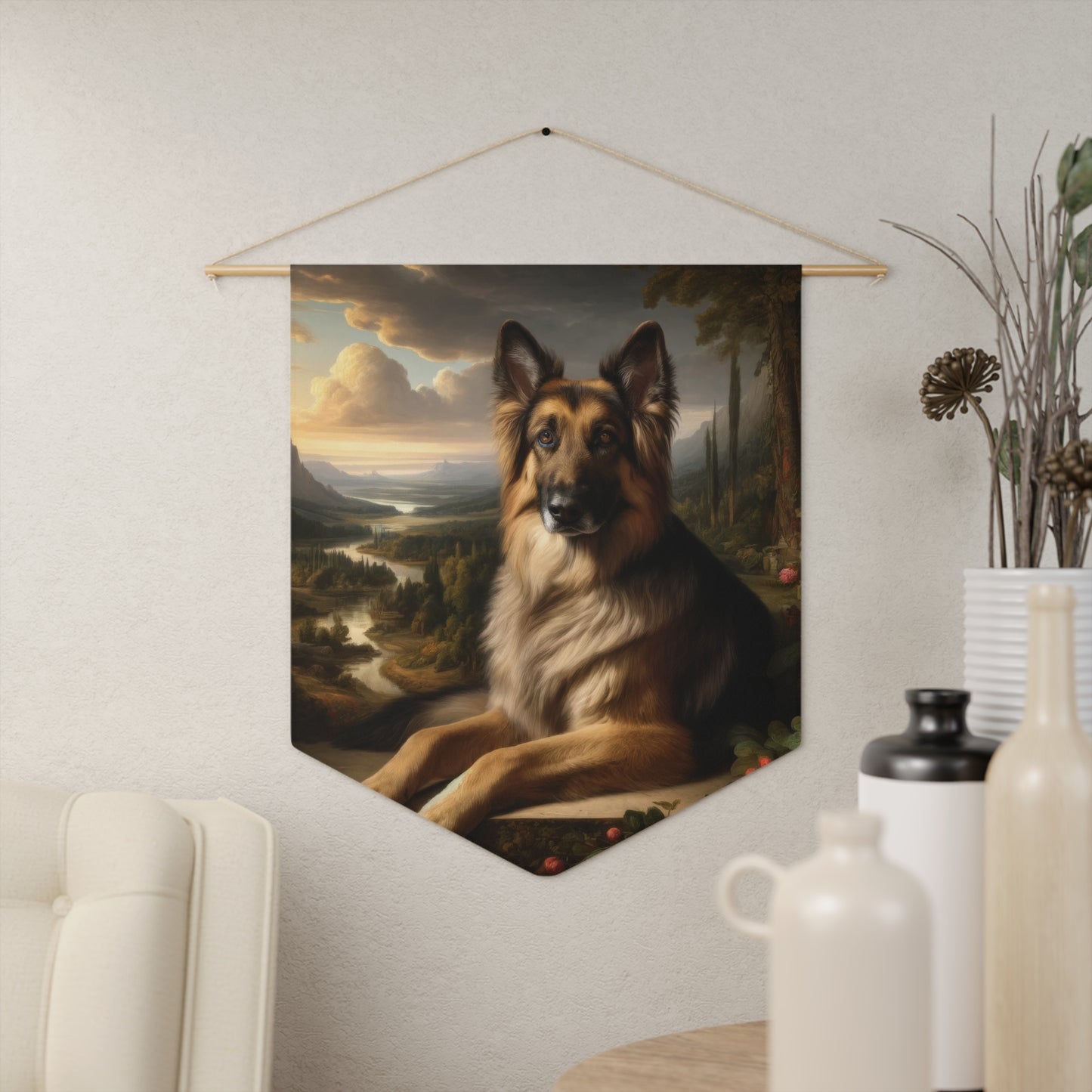 Romanticism inspired German Shepherd Pennant