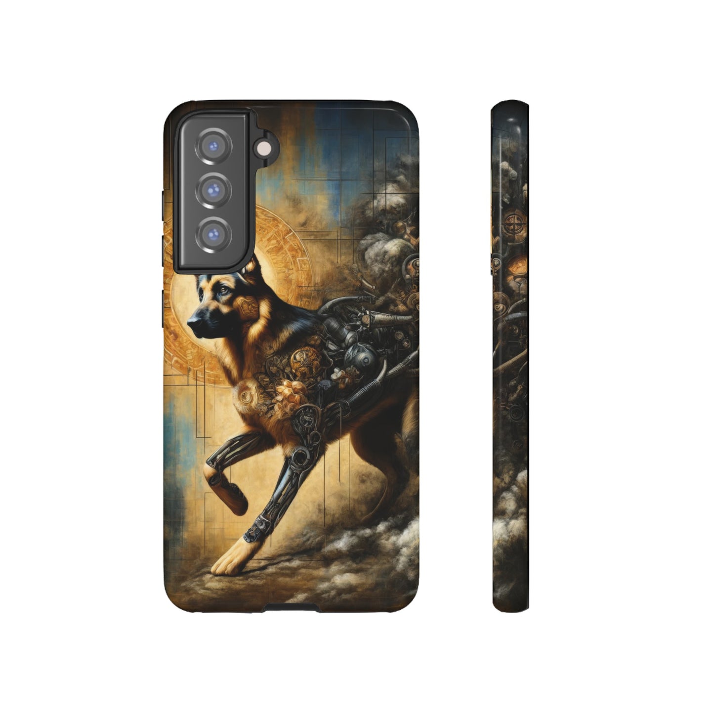 Byzantine, charcoal, and cybernetic German Shepherd Phone Case