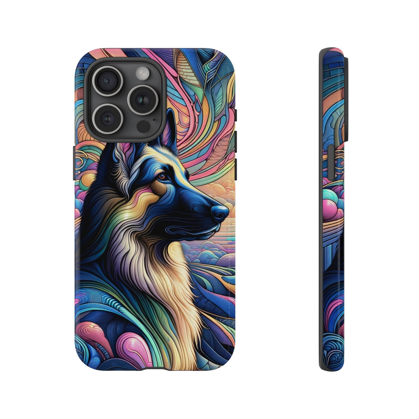 Art nouveau and vaporwave German Shepherd Phone Case