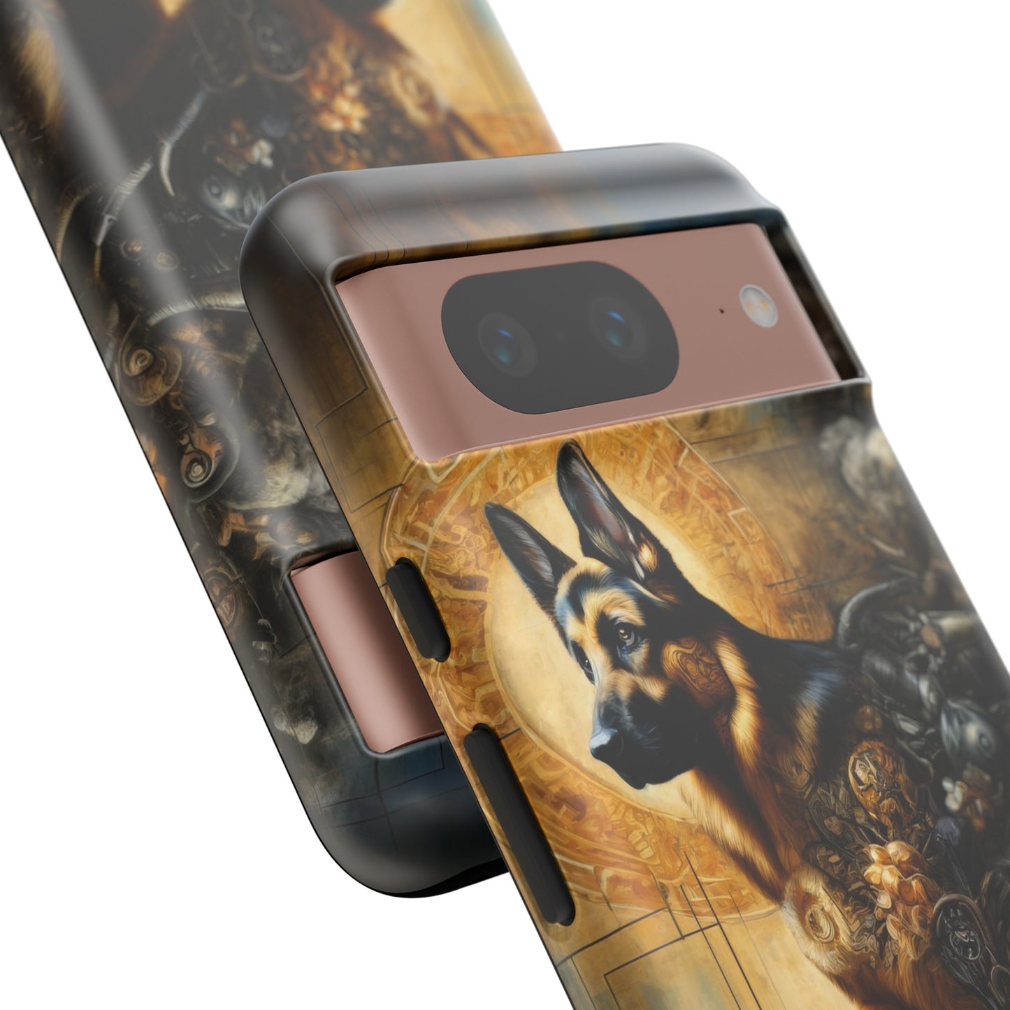 Byzantine, charcoal, and cybernetic German Shepherd Phone Case