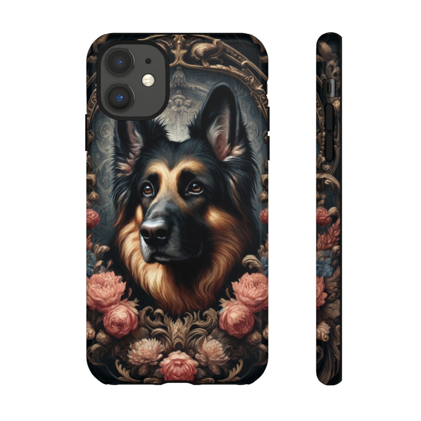 Gothic, high angle German Shepherd Phone Case