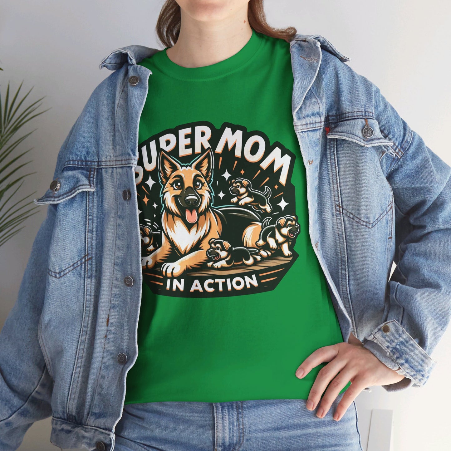 Super Mom in Action T-Shirt (13 colors) (German Shepherd)