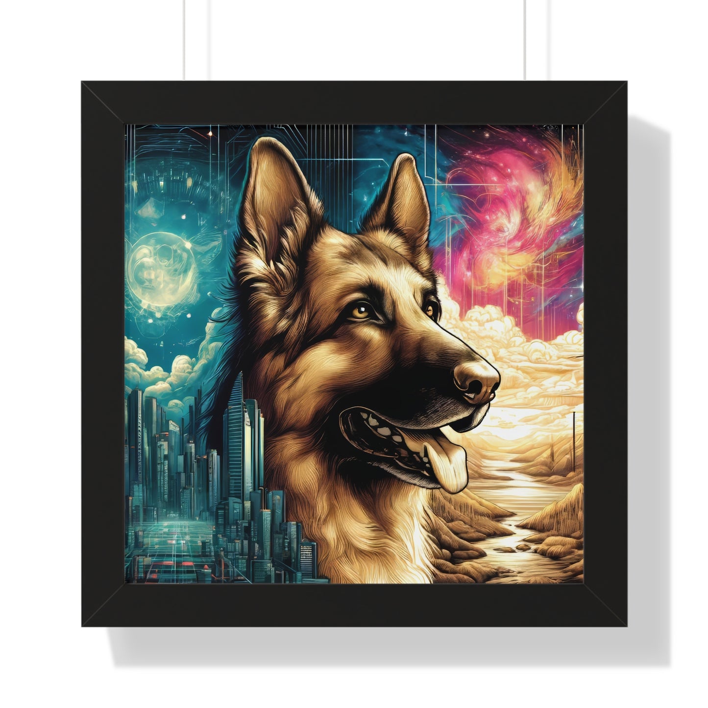 Dreamy fantasy German Shepherd Canvas Painting 16x16