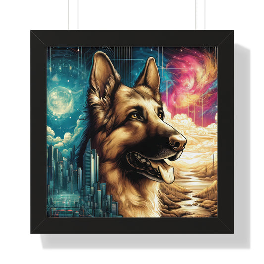 Dreamy fantasy German Shepherd Canvas Painting 16x16