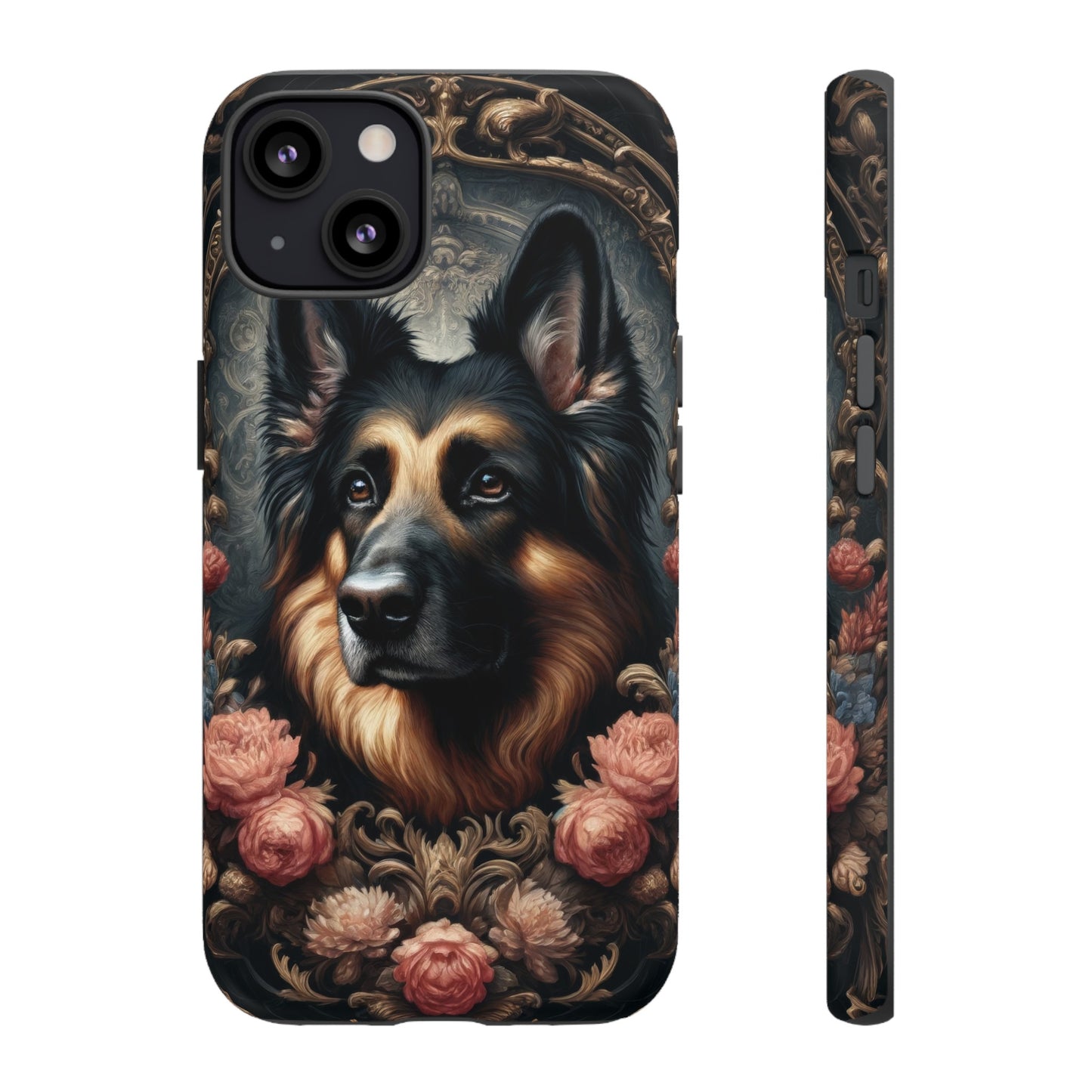 Gothic, high angle German Shepherd Phone Case