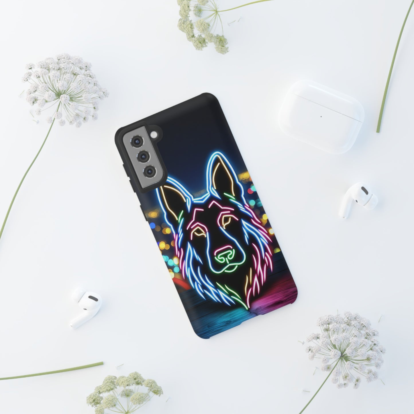 German Shepherd Neon Light Phone Case