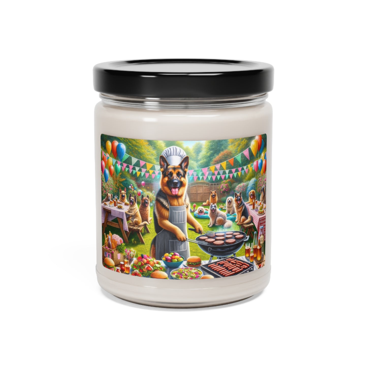 German Shepherd Barbecue Party Scented Soy Candle, 9oz