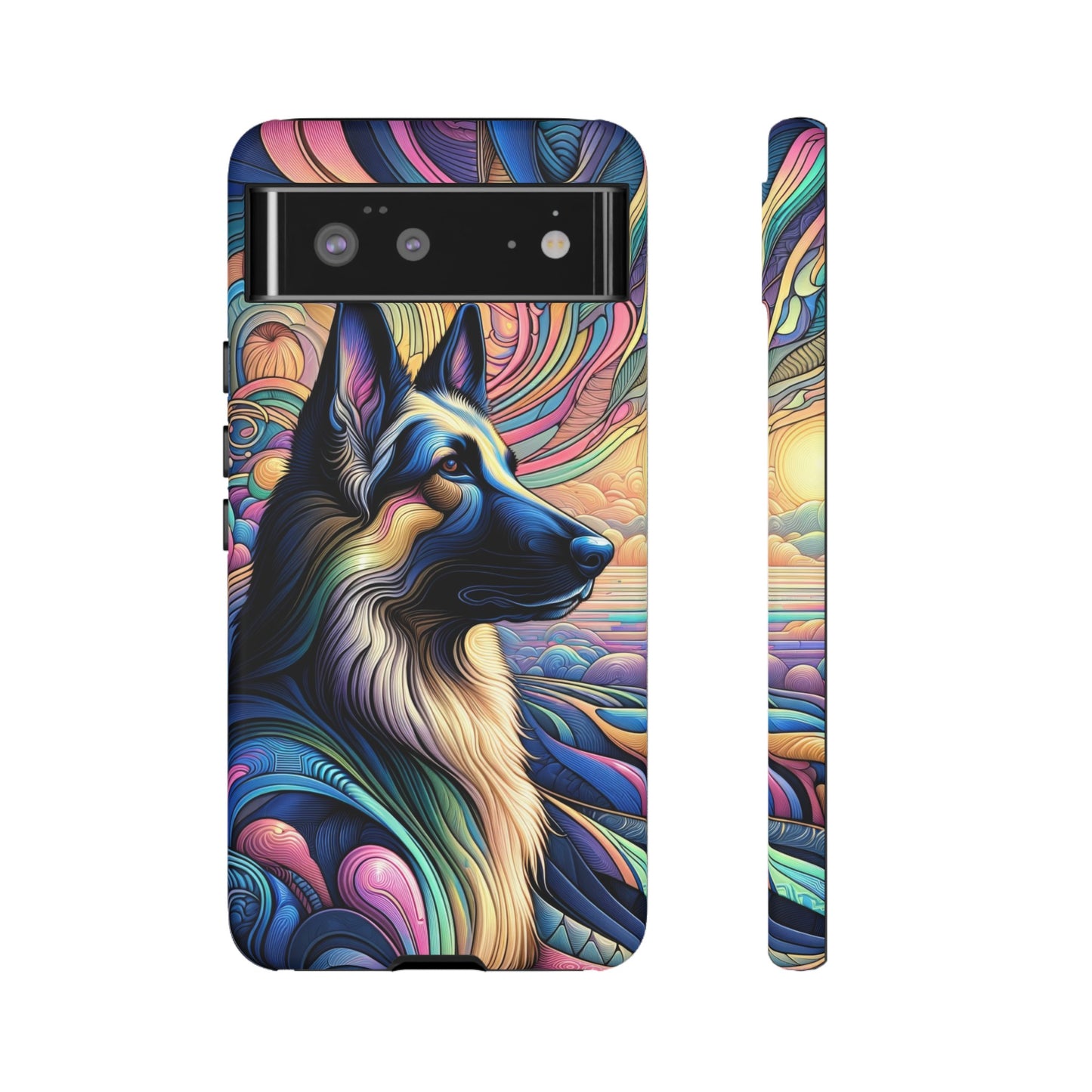 Art nouveau and vaporwave German Shepherd Phone Case