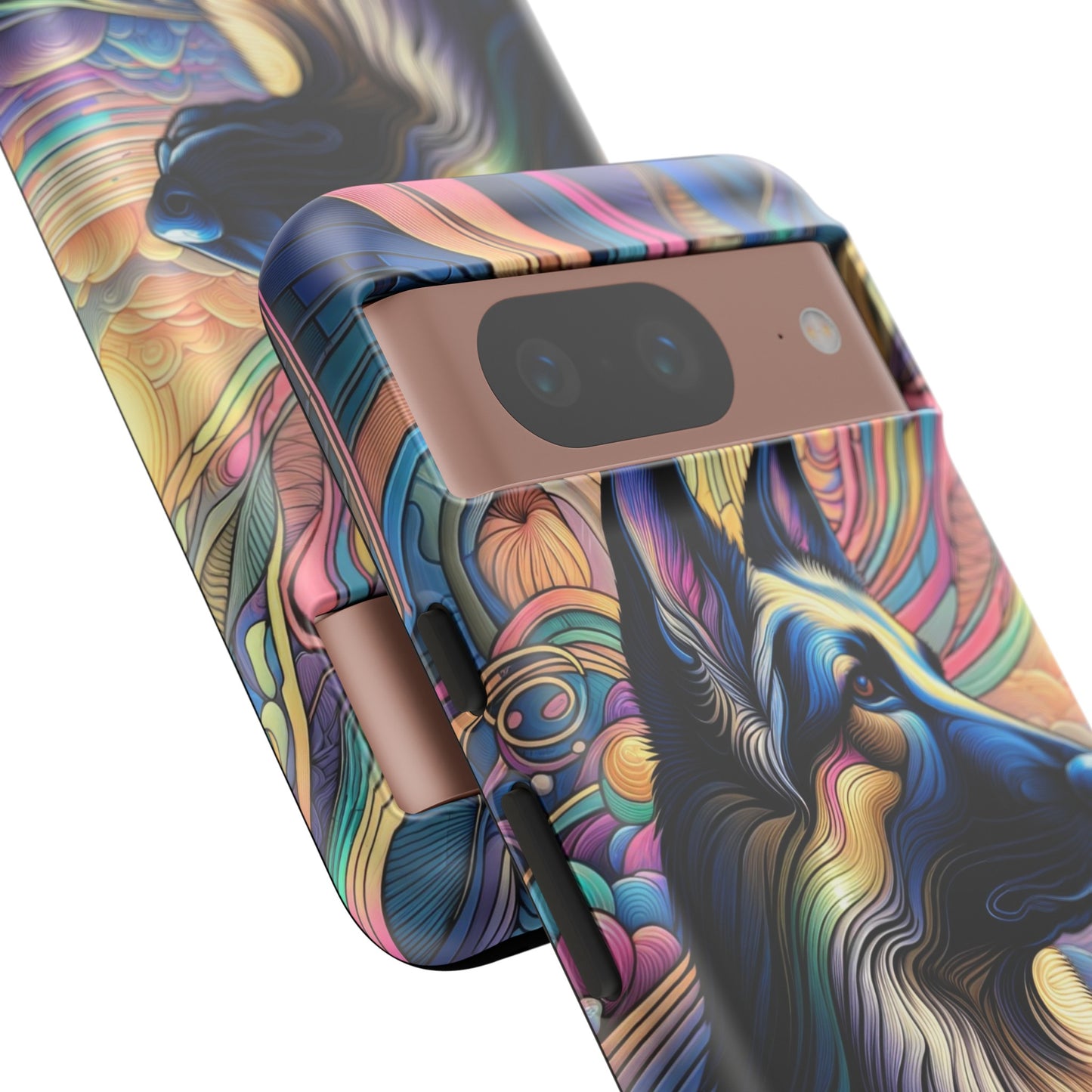 Art nouveau and vaporwave German Shepherd Phone Case