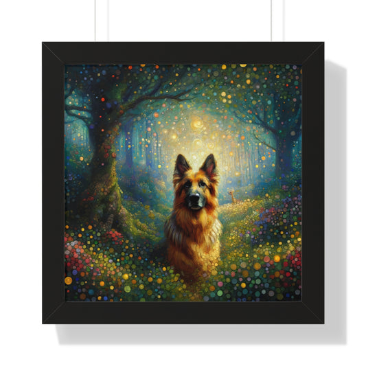 Neo-impressionism and fairy tale German Shepherd Framed Poster Painting 16x16