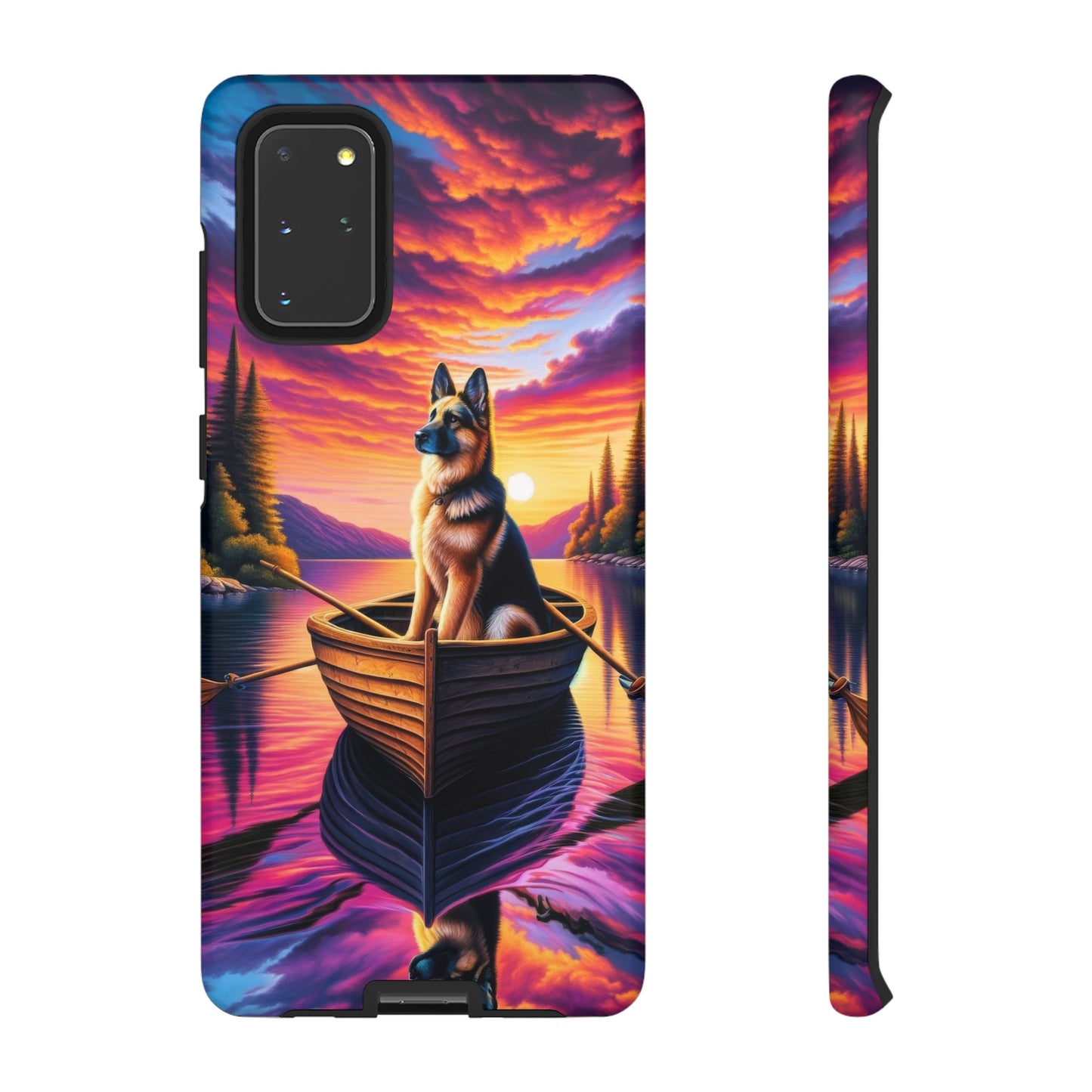 German Shepherd Rowing a boat Phone Case