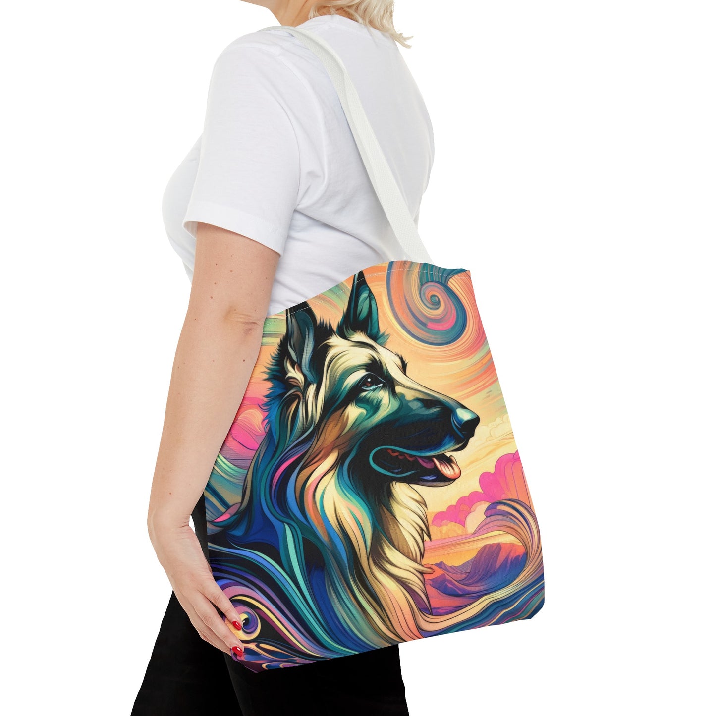 Art nouveau and vaporwave German Shepherd Tote Bag