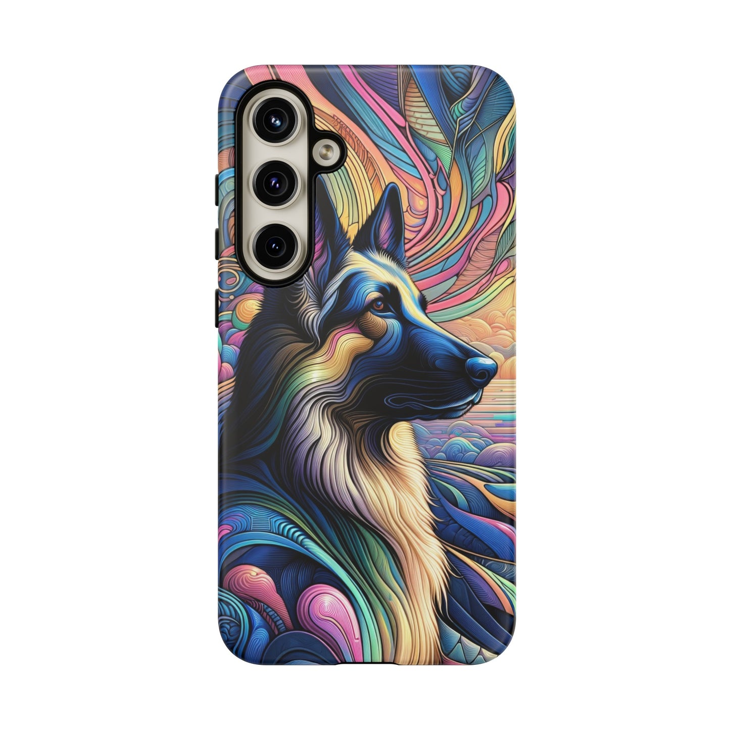 Art nouveau and vaporwave German Shepherd Phone Case