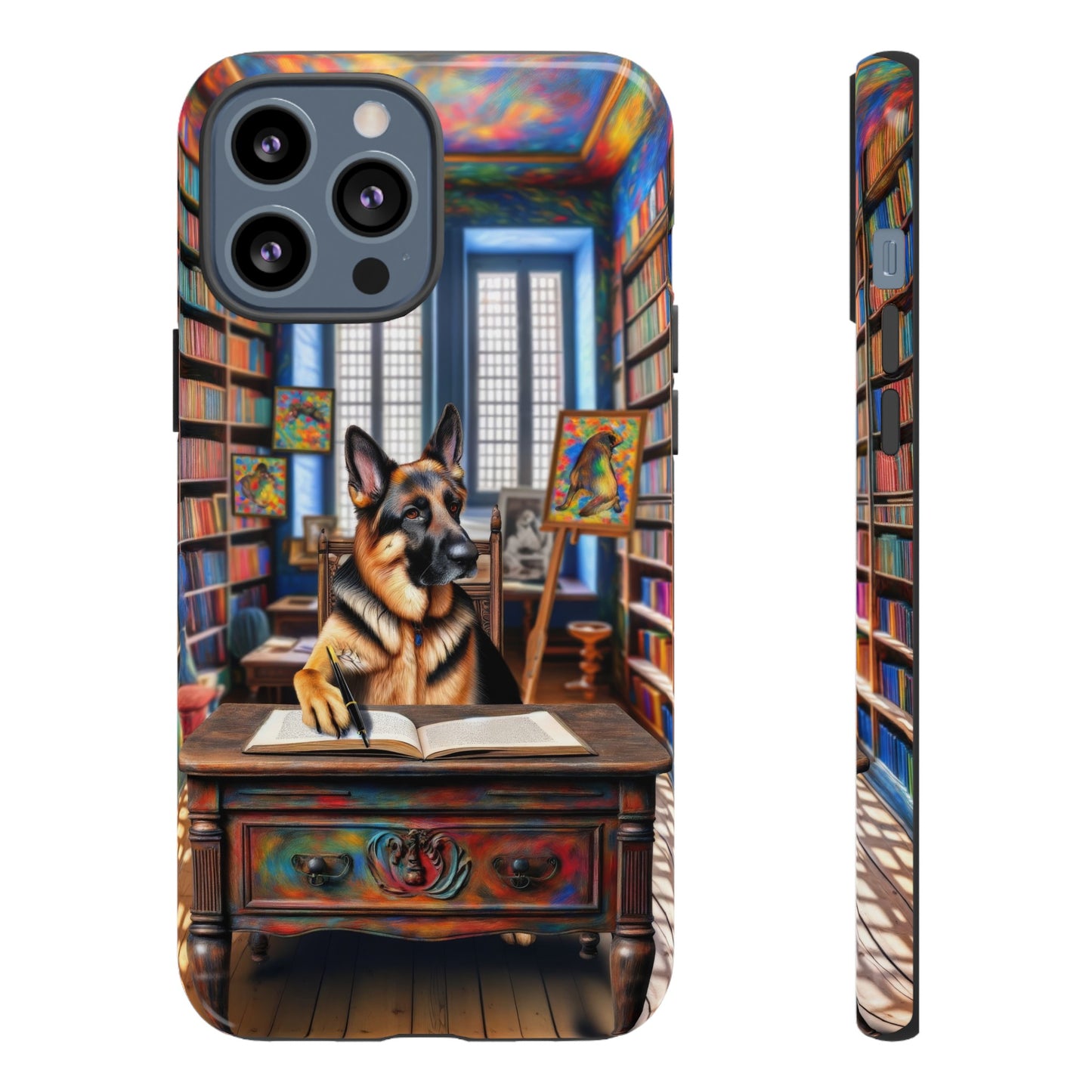 German Shepherd Writing a Book Phone Case