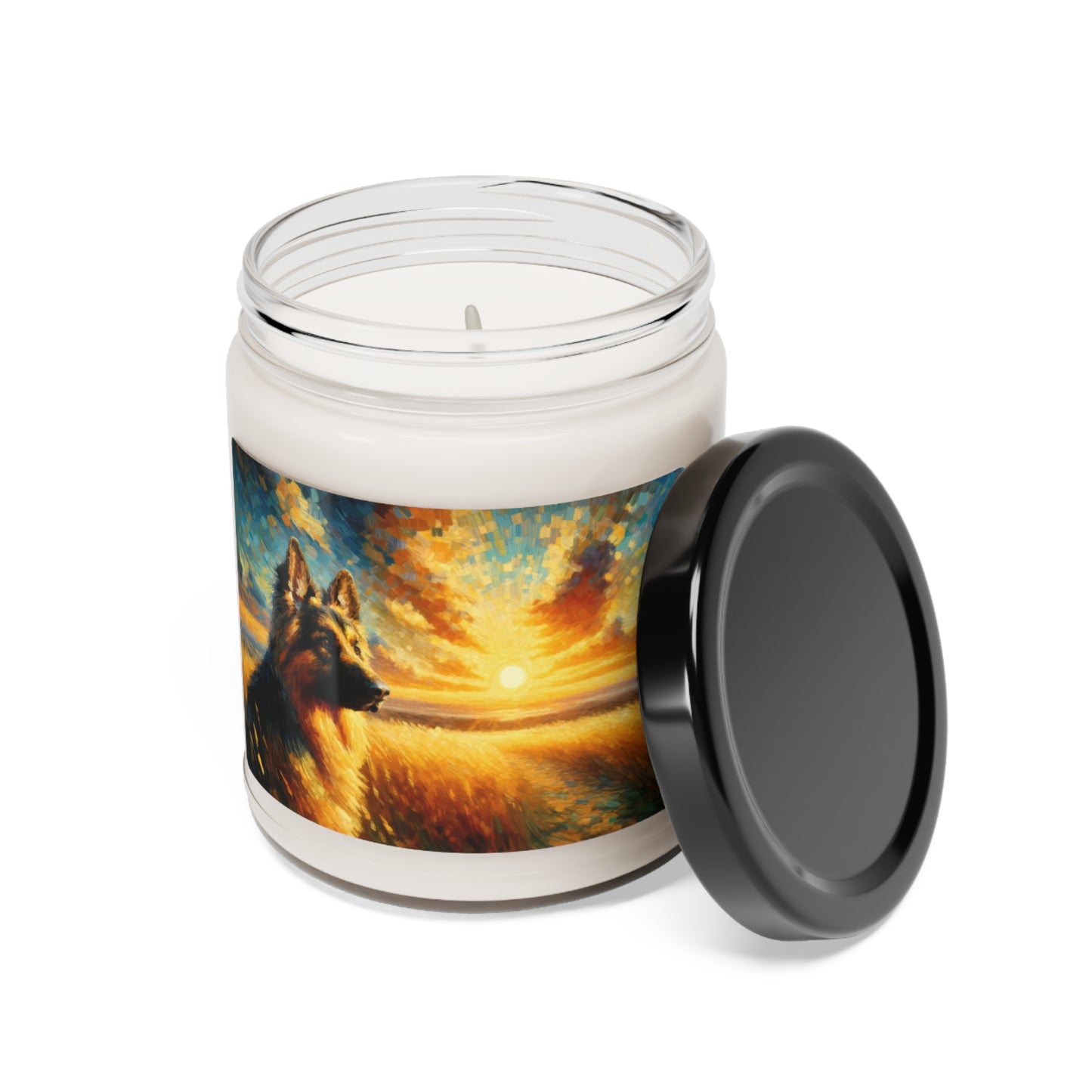 Golden hour and neo-impressionism German Shepherd Scented Soy Candle, 9oz