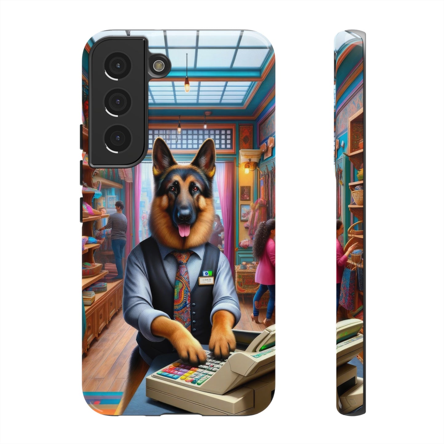 German Shepherd Operating a Cash Register Phone Case