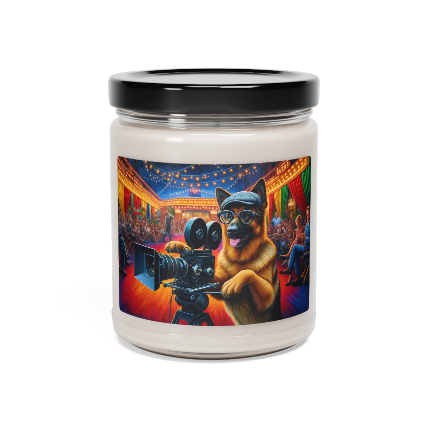 German Shepherd Shooting a film Scented Soy Candle, 9oz