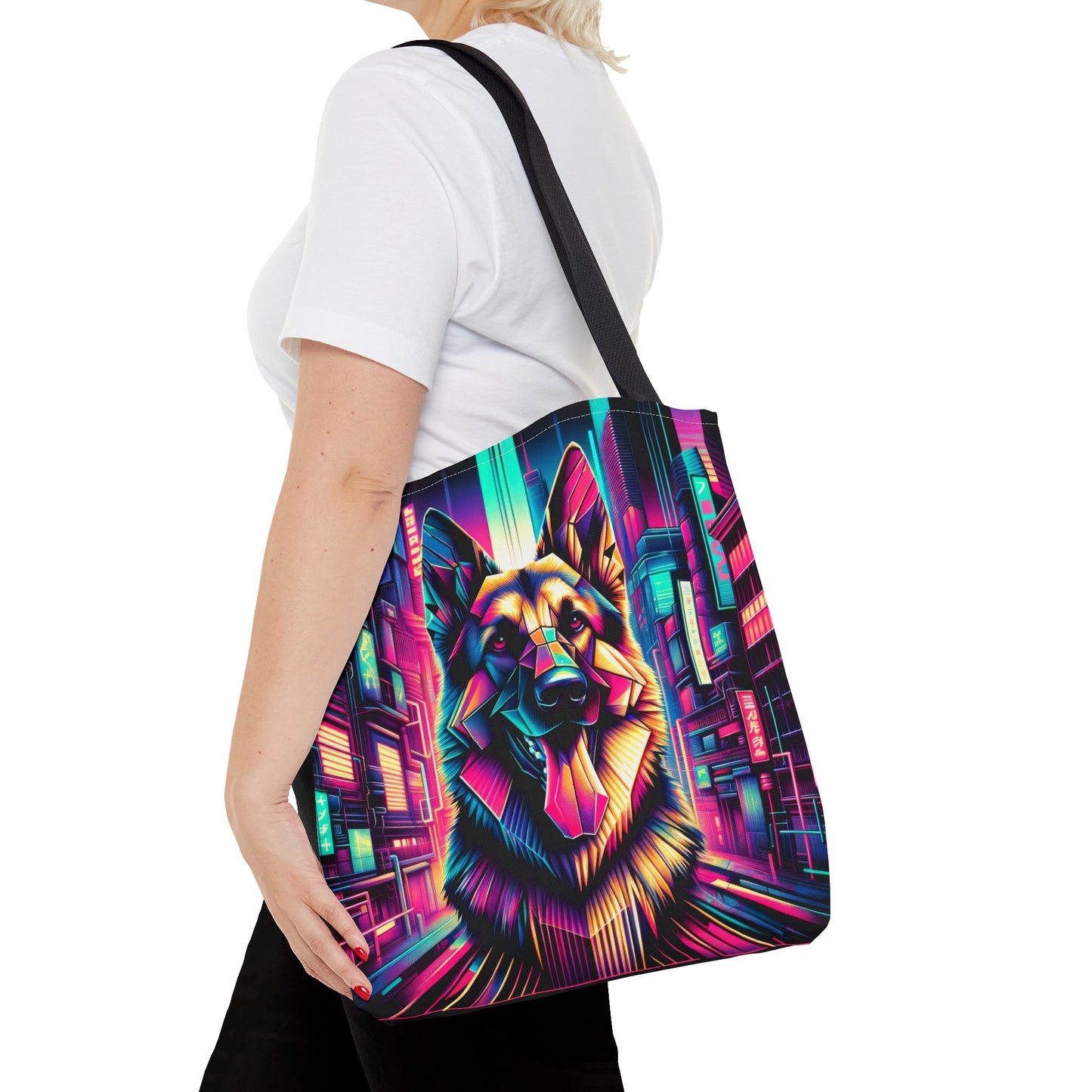 Glitch art German Shepherd Tote Bag