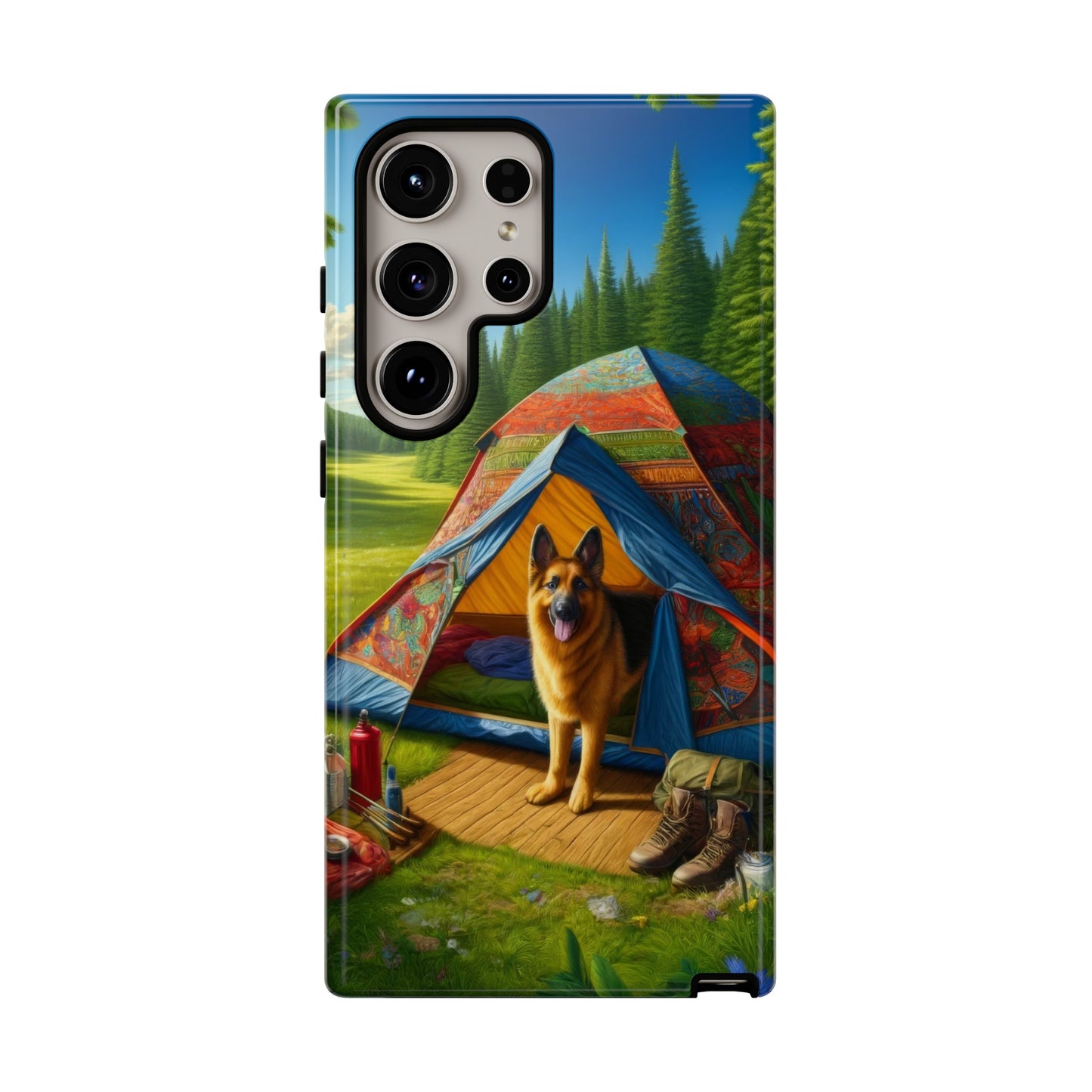 German Shepherd Camping  Phone Case